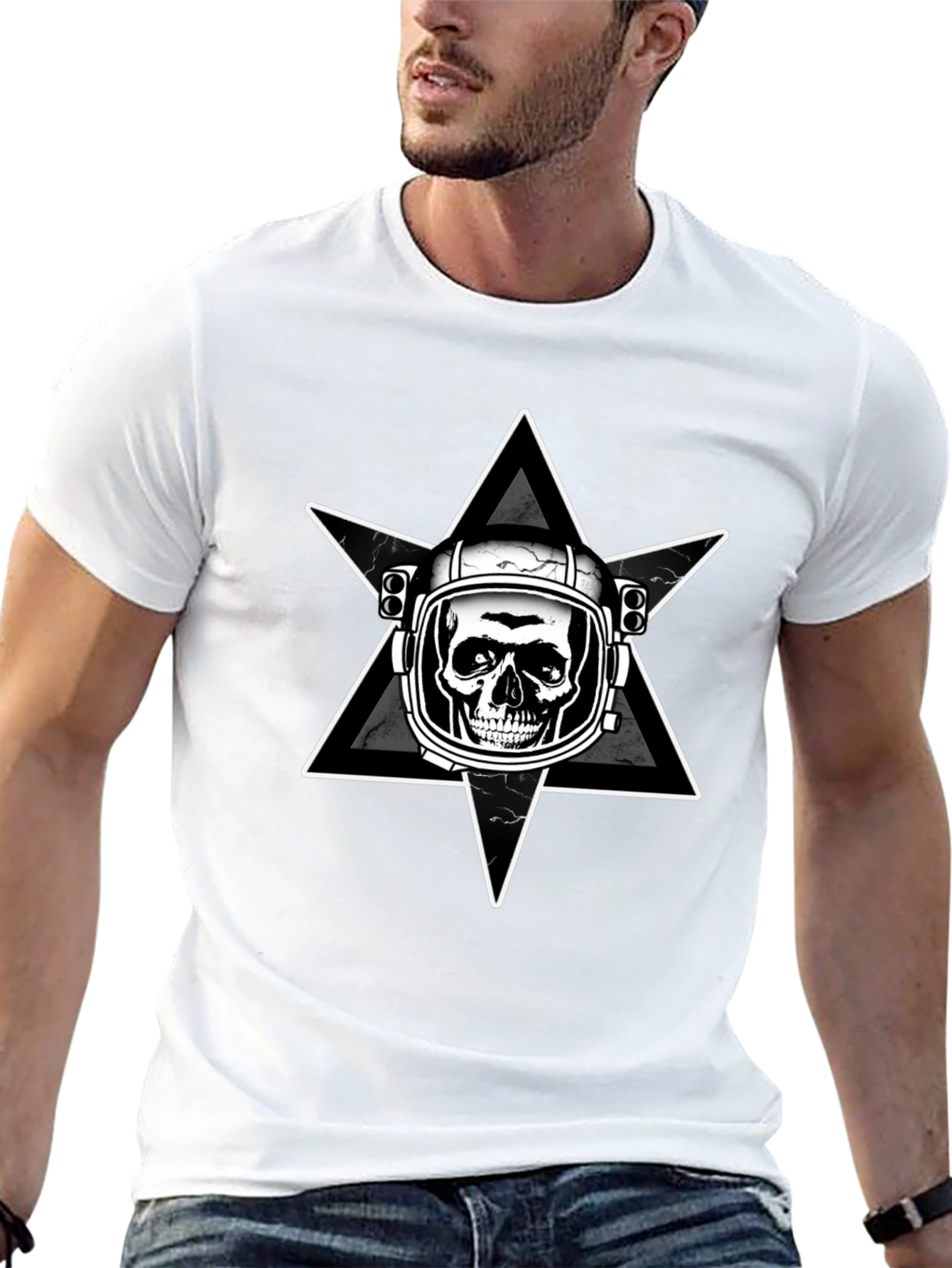 Astronaut Skull Graphic T-Shirt - Mens Black Tee