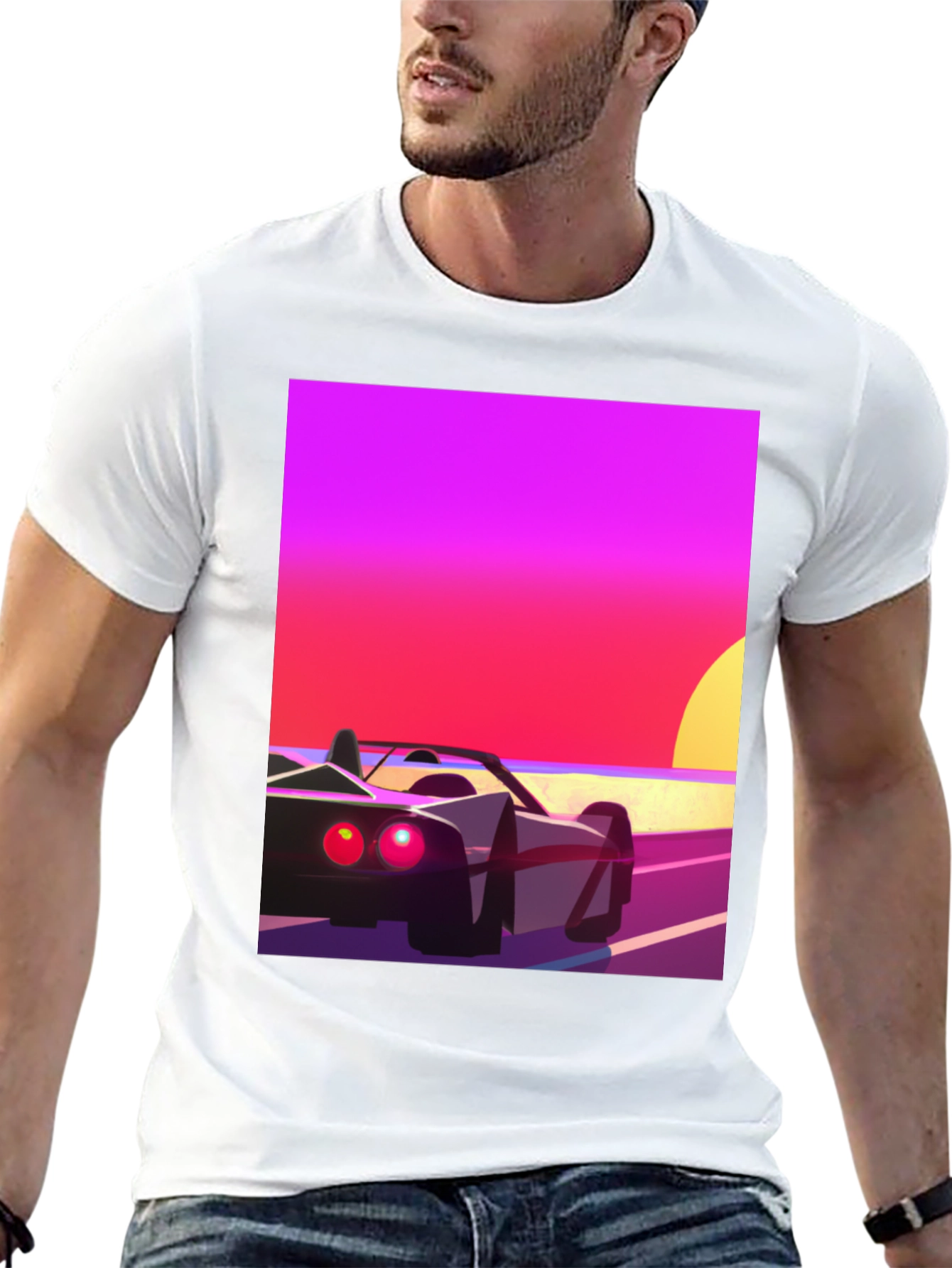 Retro Sunset Car Graphic T-Shirt