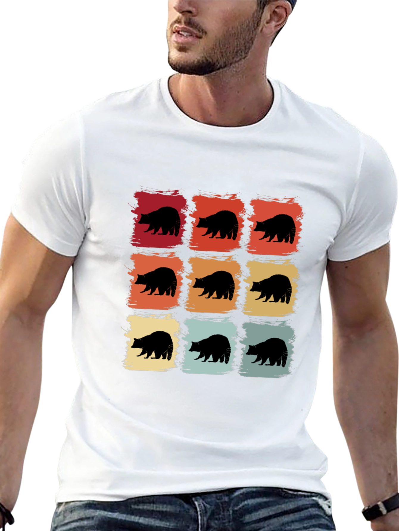 Retro Bear Graphic Tee - Black
