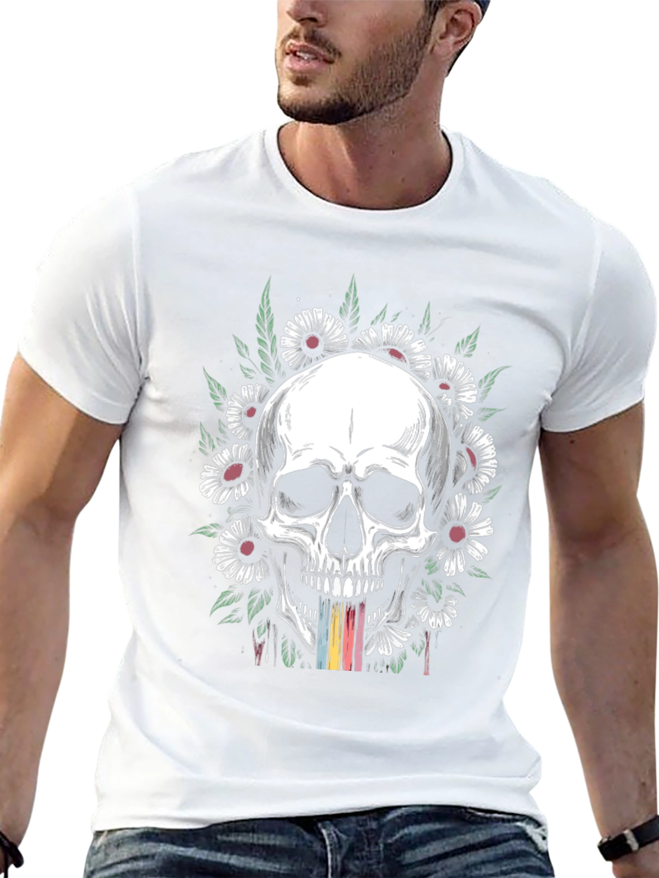 Skull & Daisy Graphic T-Shirt - Unique Design