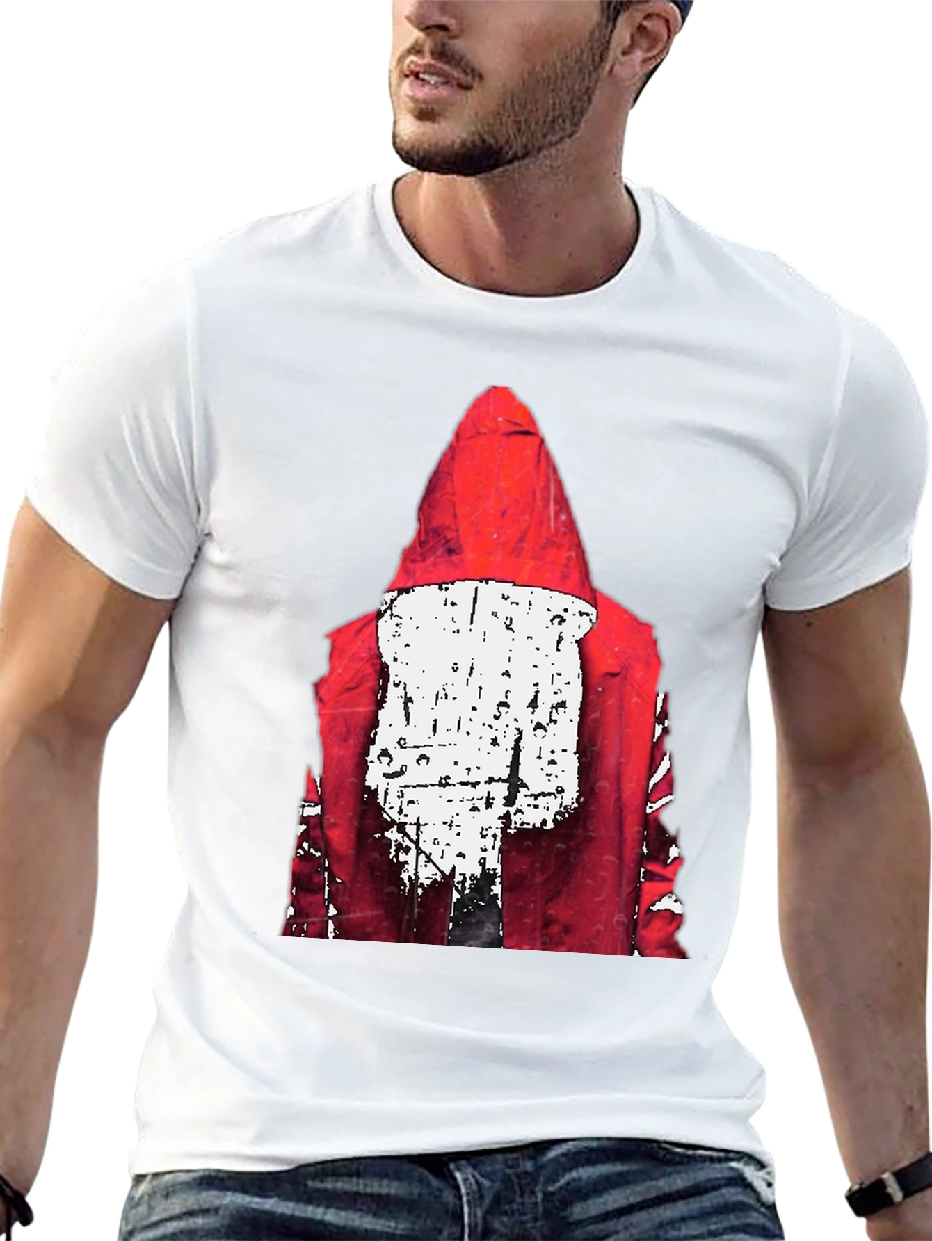 Red Hood Graphic Print Black T-Shirt