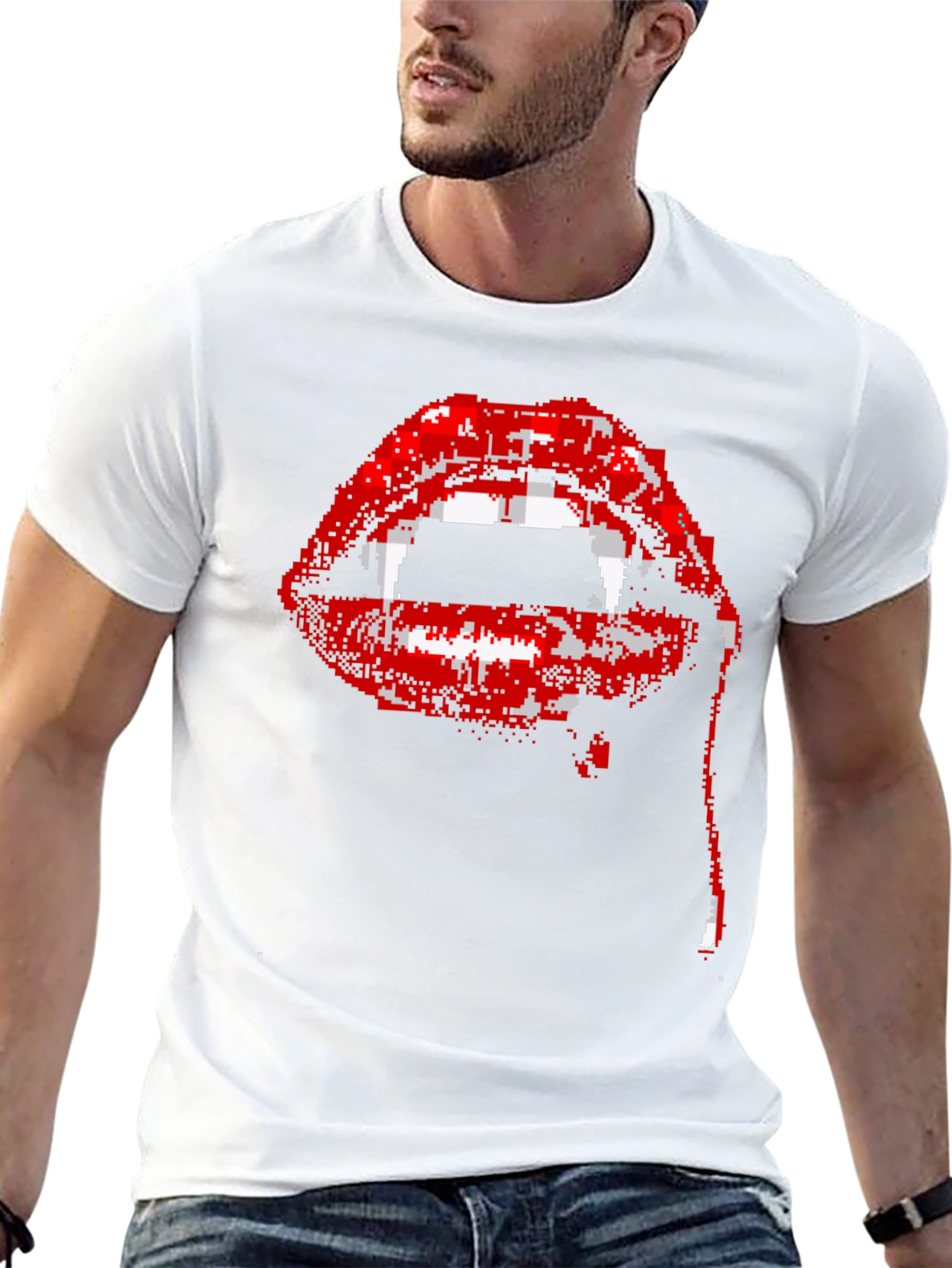 Pixel Vampire Lips Black T-Shirt