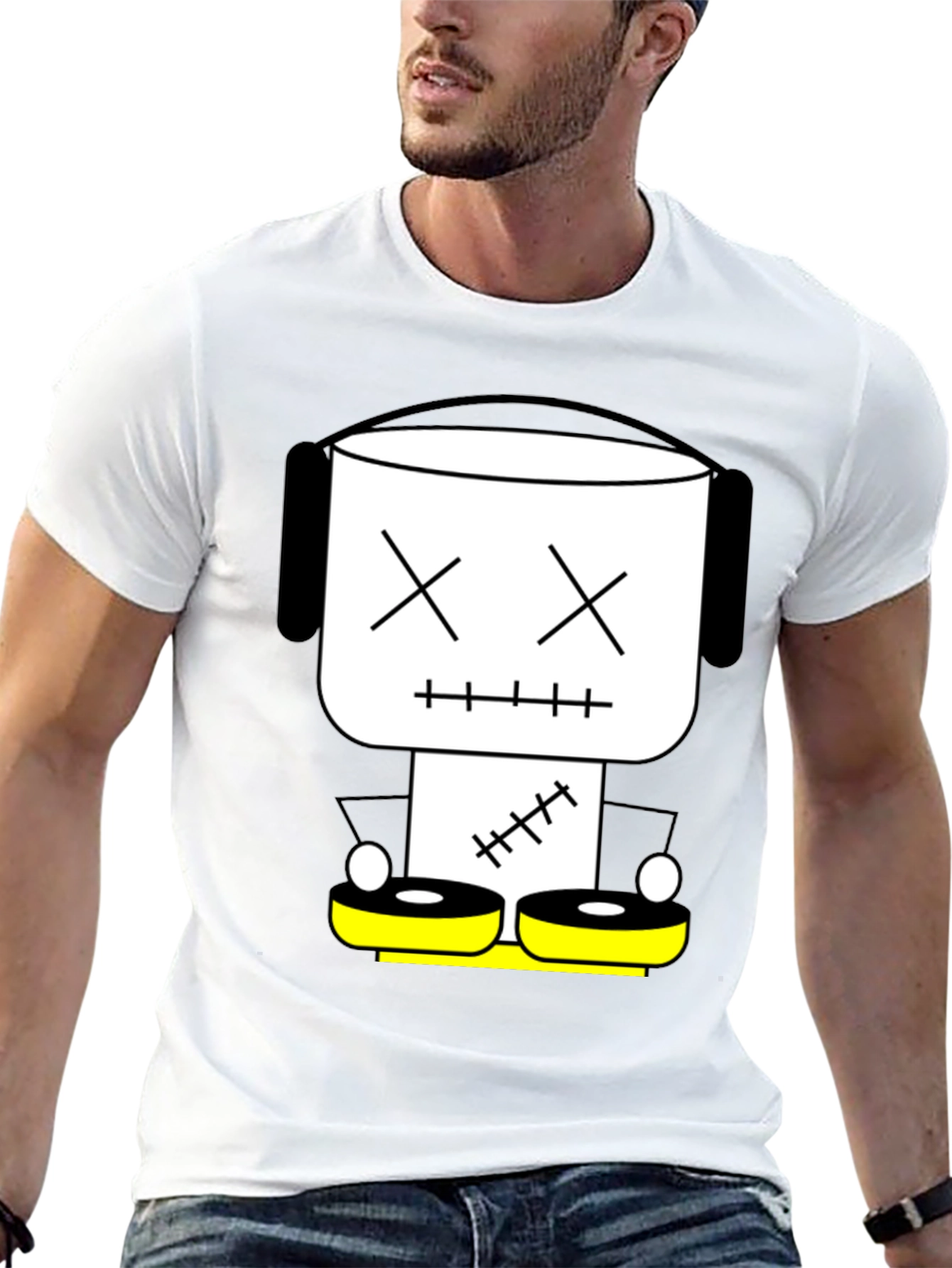 DJ Robot Graphic Tee - Black Cotton T-Shirt