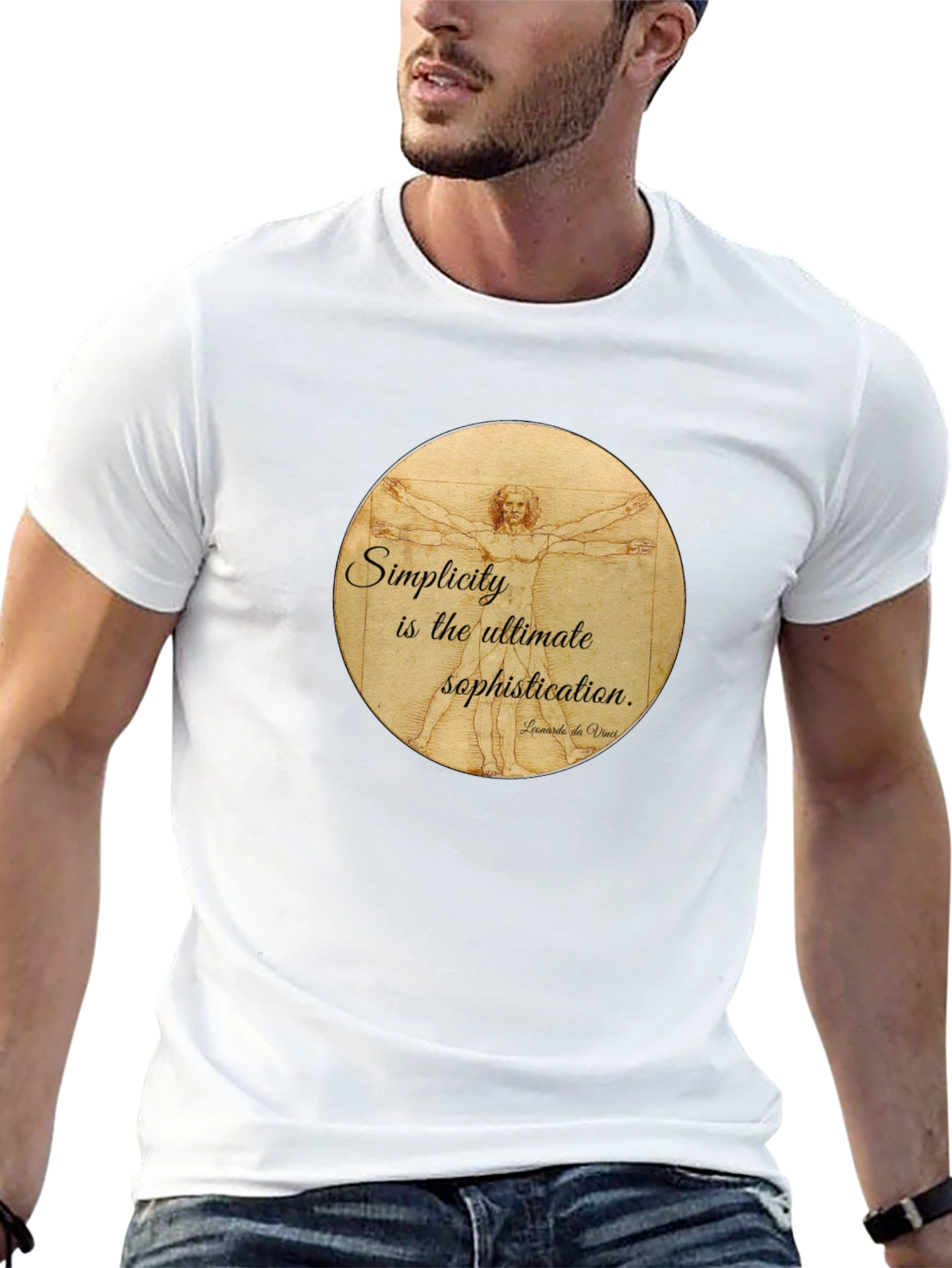Vitruvian Man T-Shirt - Simplicity is Sophistication Art Tee