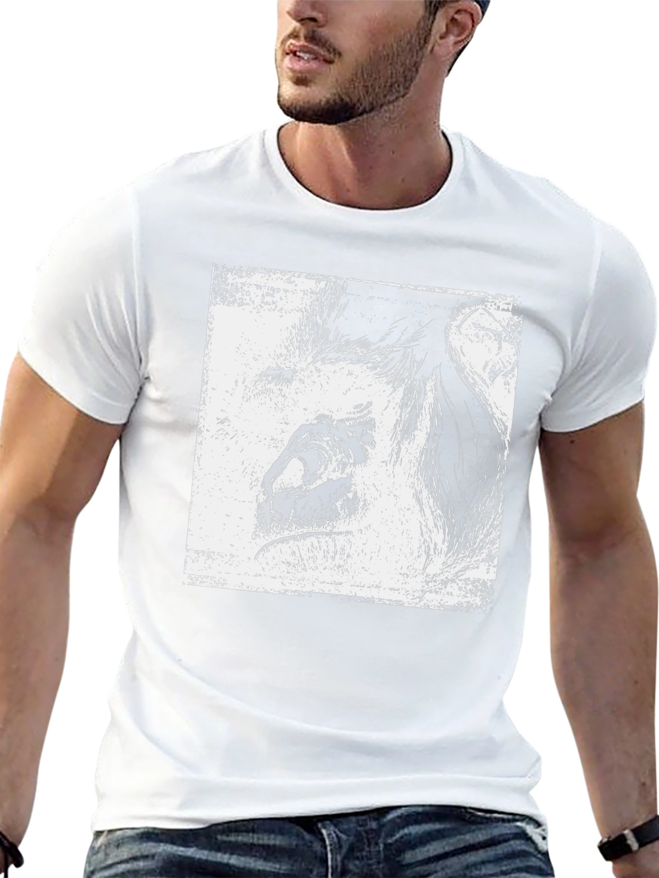 Abstract Lion Graphic Black T-Shirt