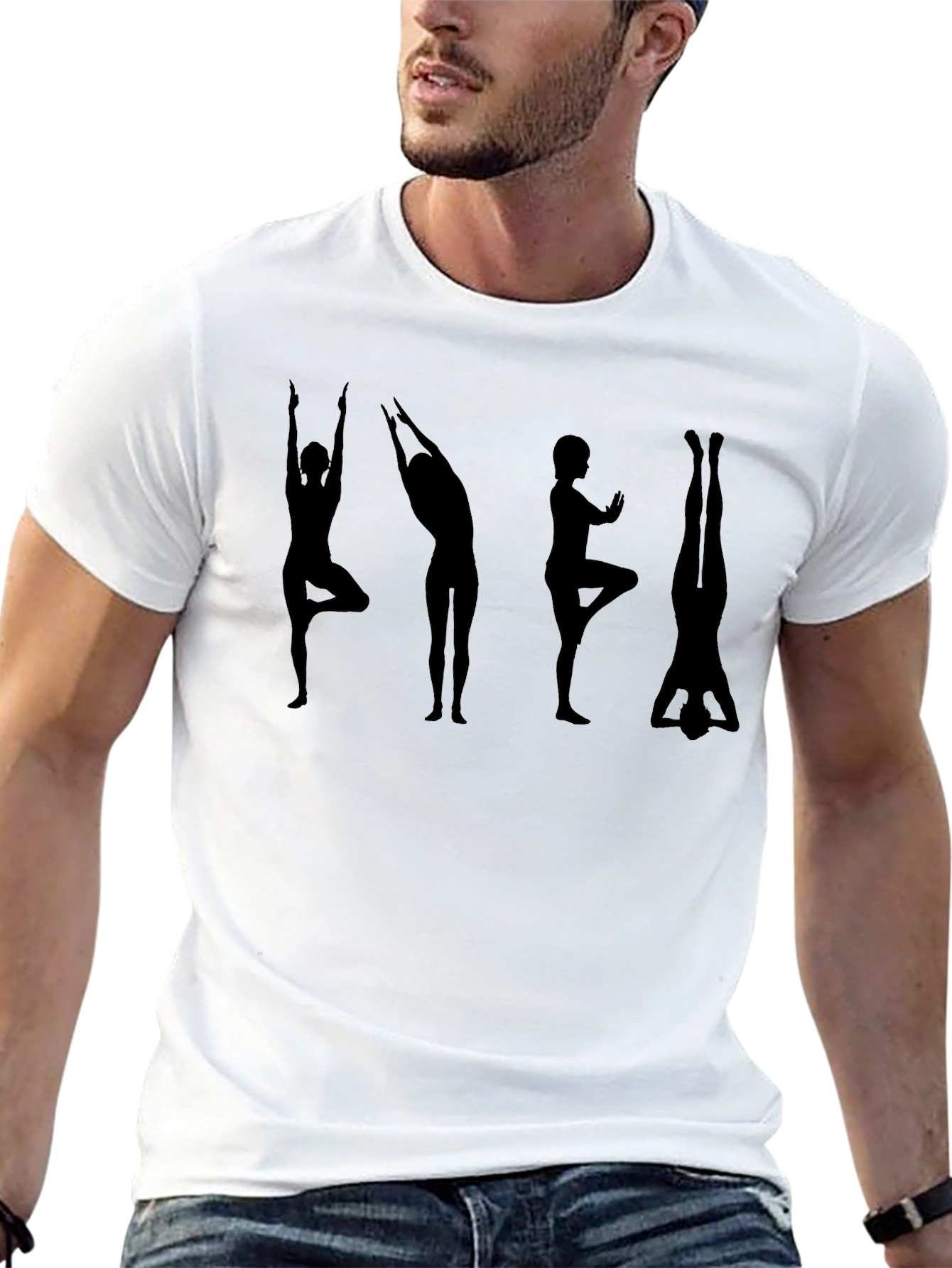 Yoga Pose Silhouette Black T-Shirt