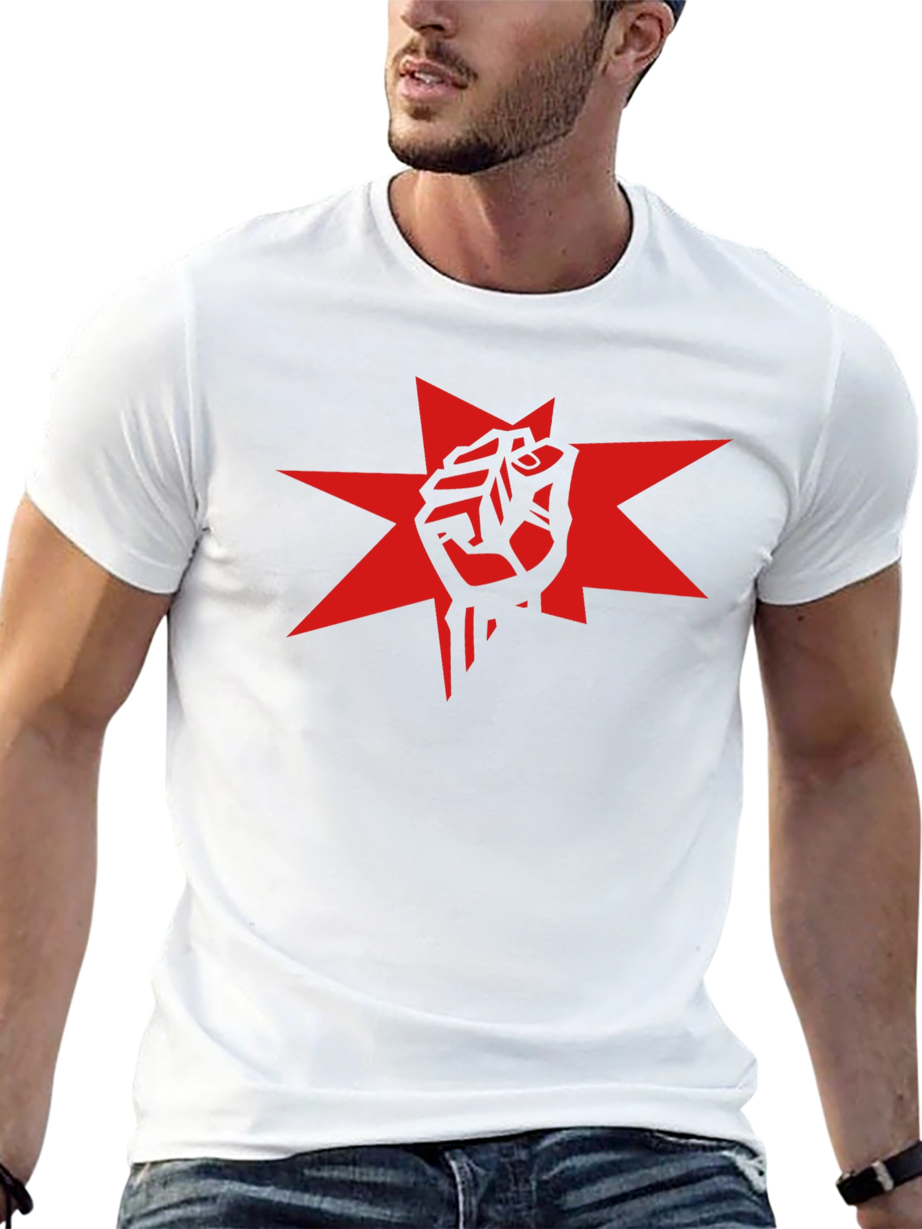 Red Fist Star Graphic Black T-Shirt
