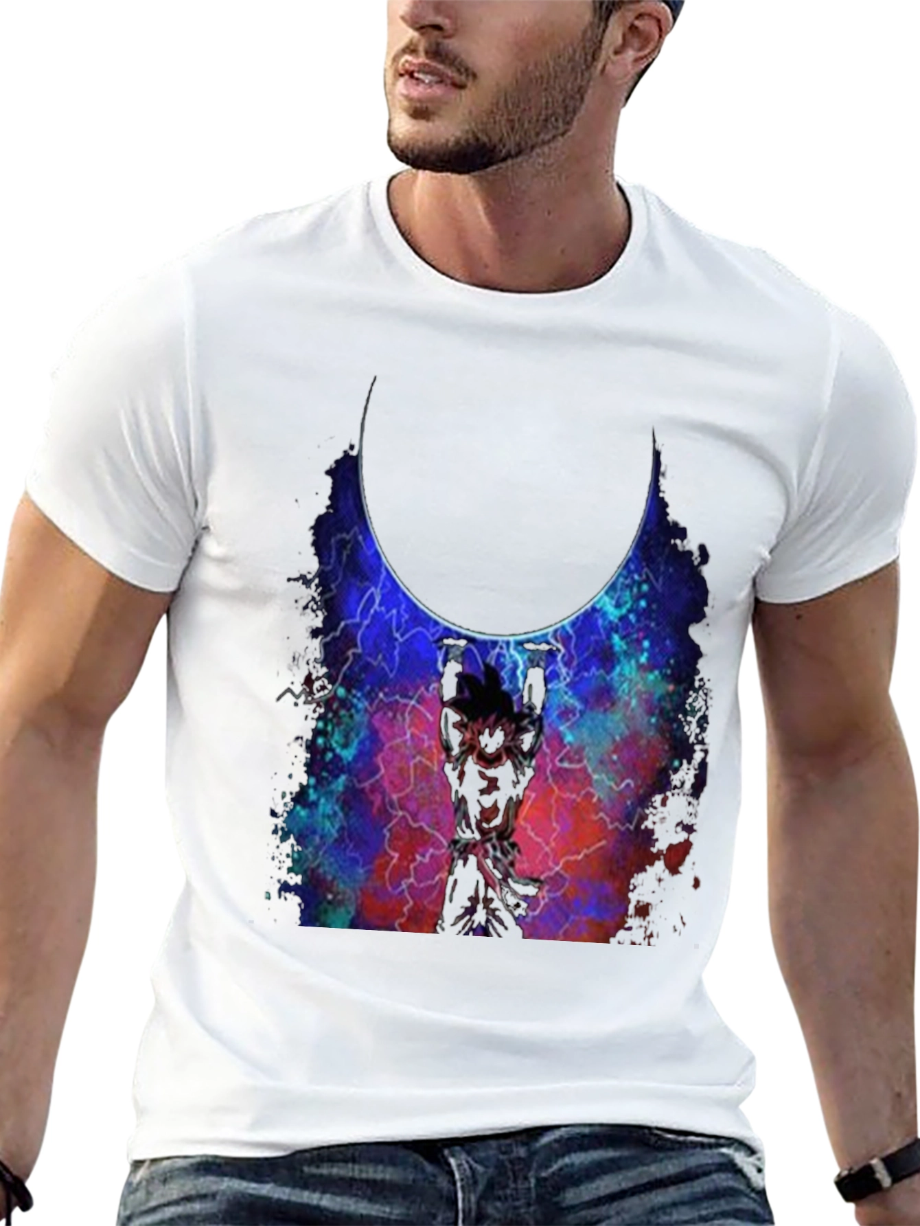 Goku Holding Moon Black T-Shirt
