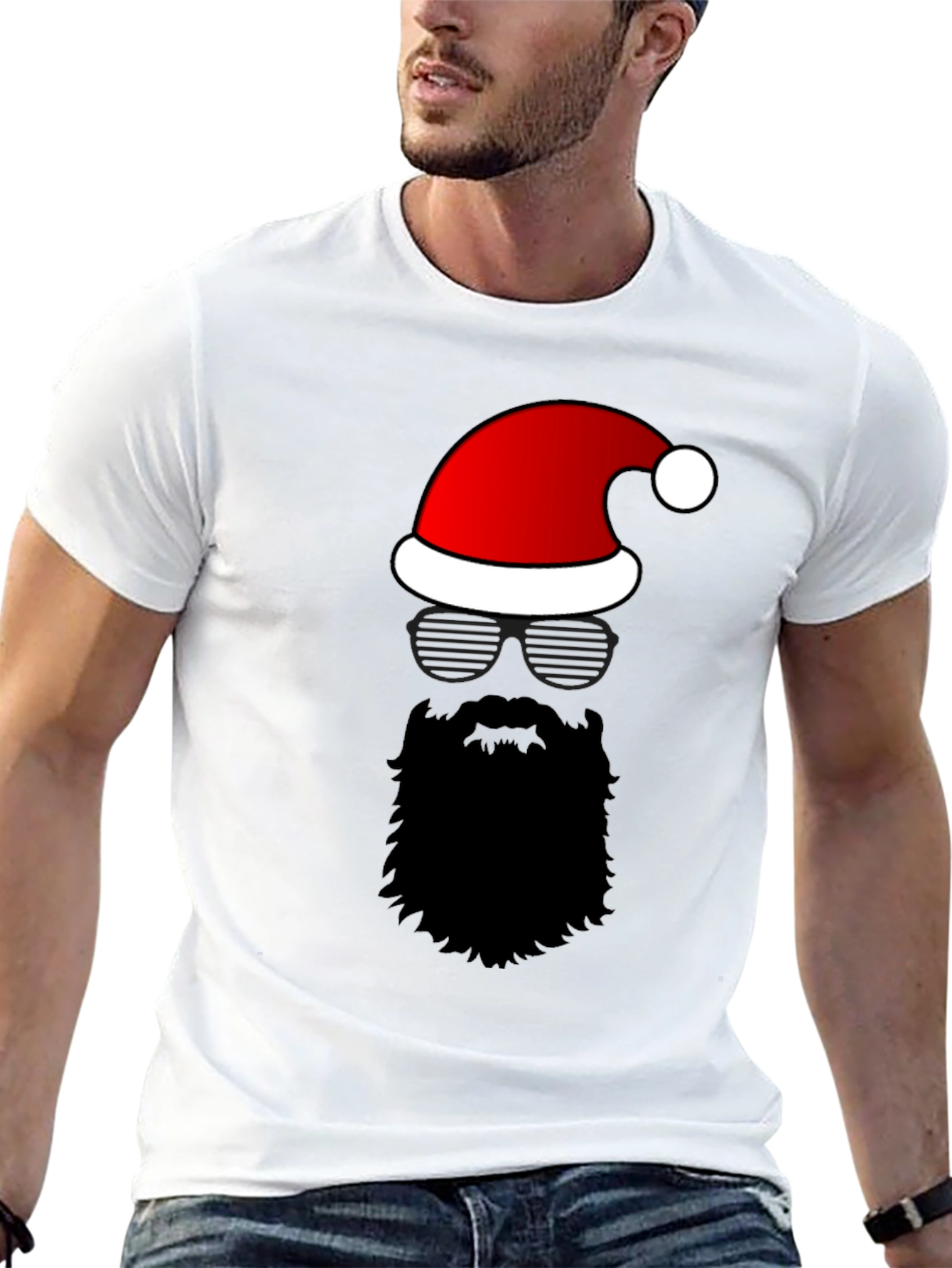 Santa Hat Beard Graphic Tee