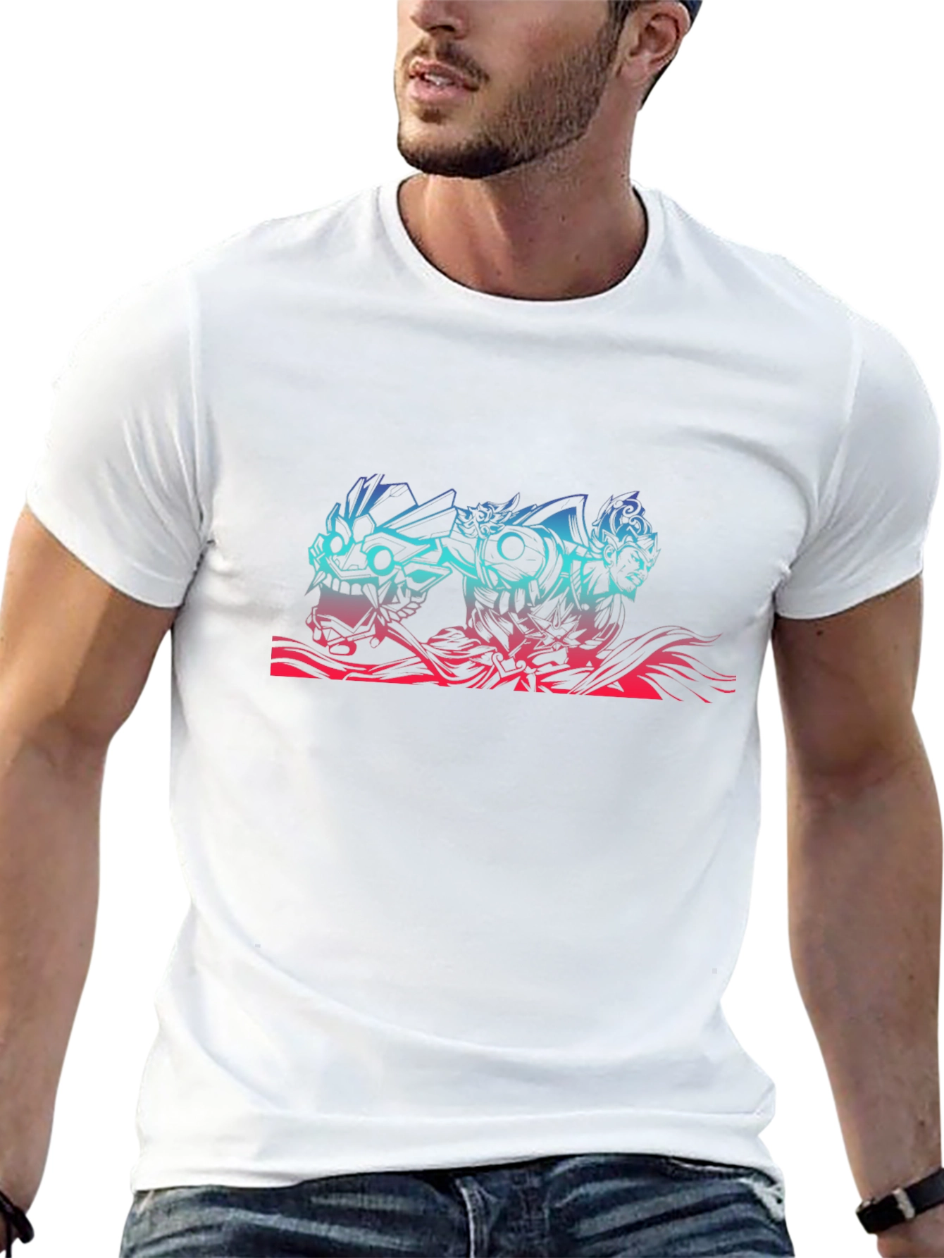 Anime Mask Graphic Tee - Black Cotton T-Shirt