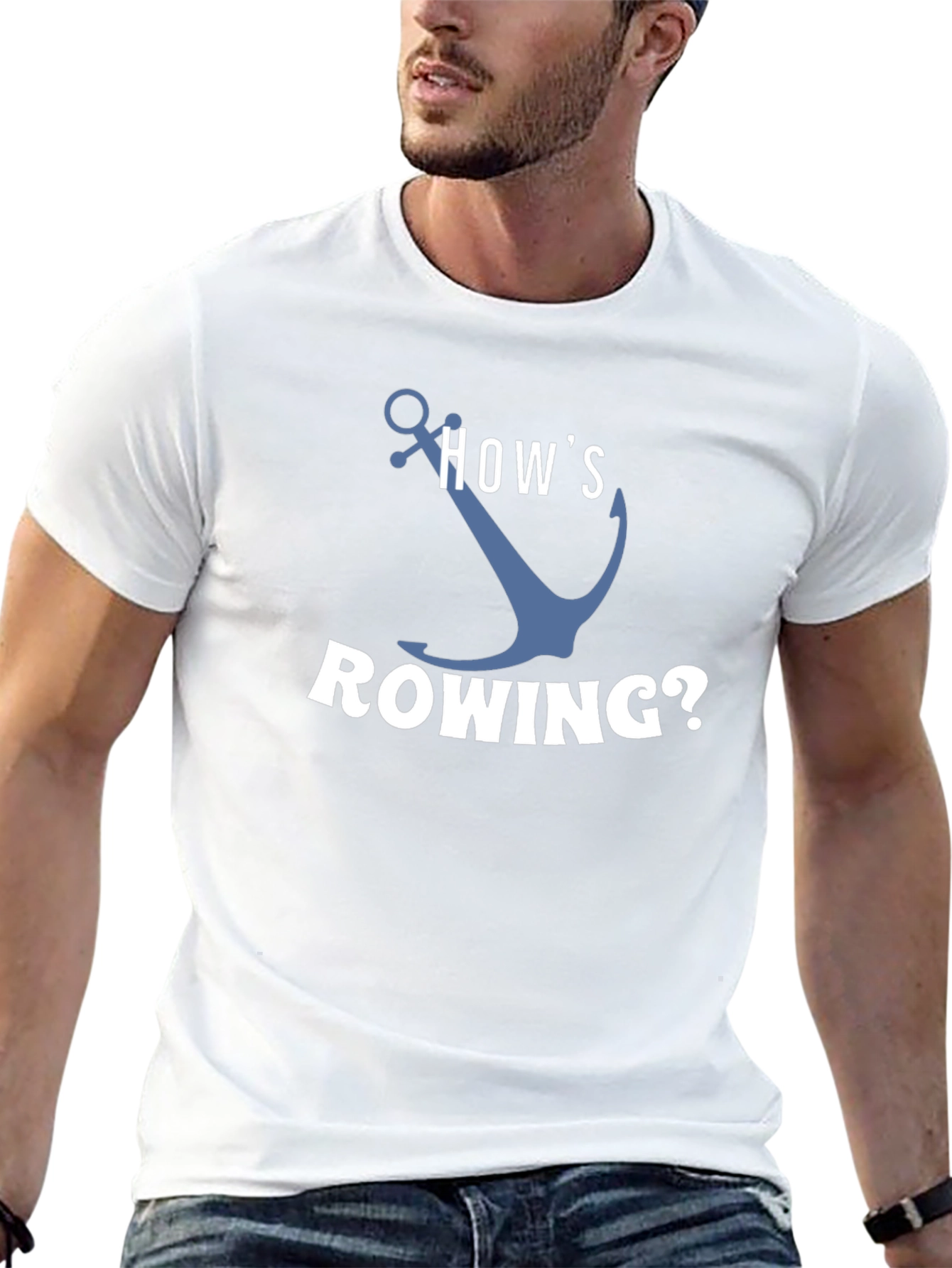 Hows Rowing? Black Graphic T-Shirt