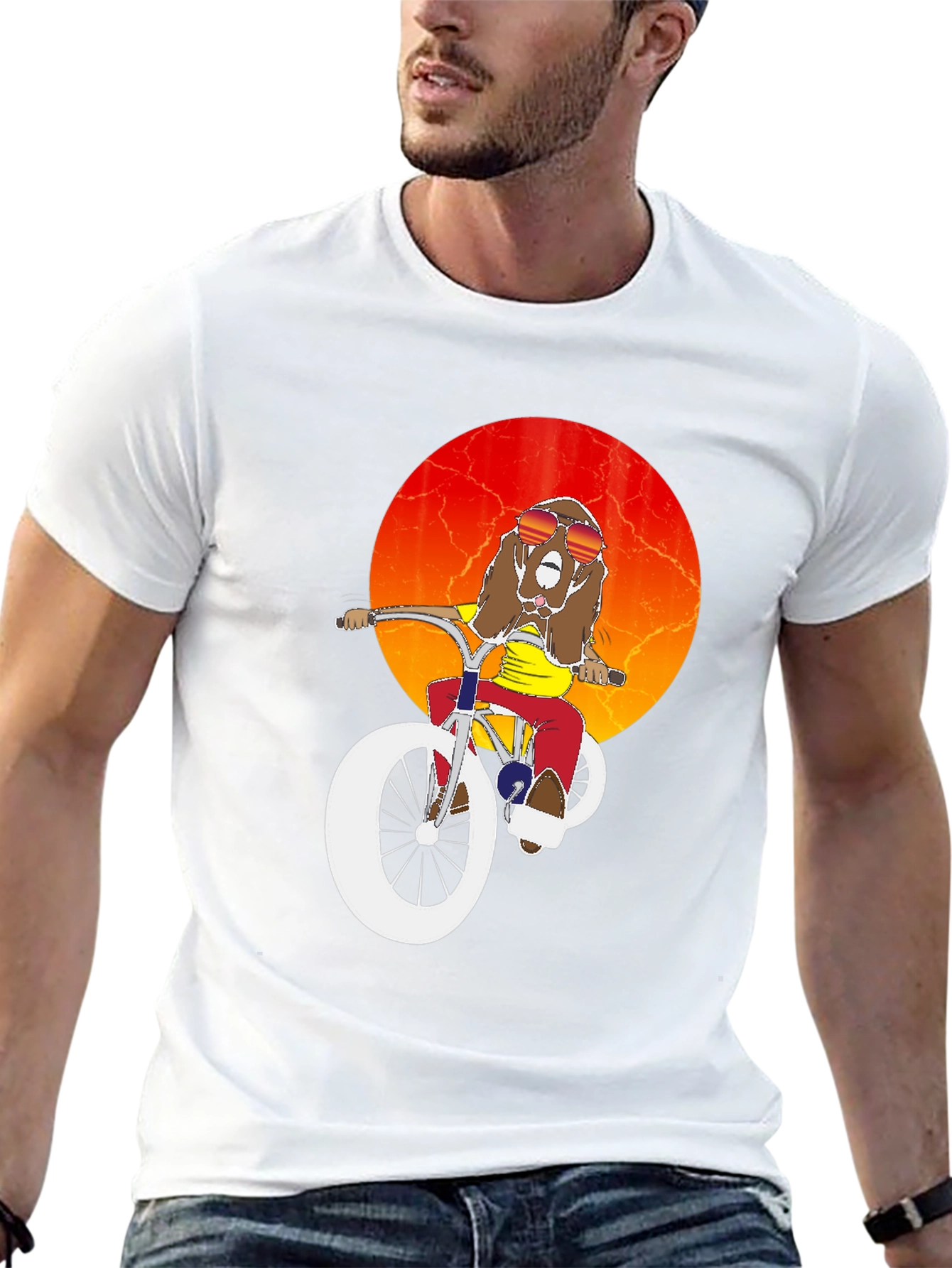 Cool Dog Biker Graphic Tee - Black Cotton T-Shirt