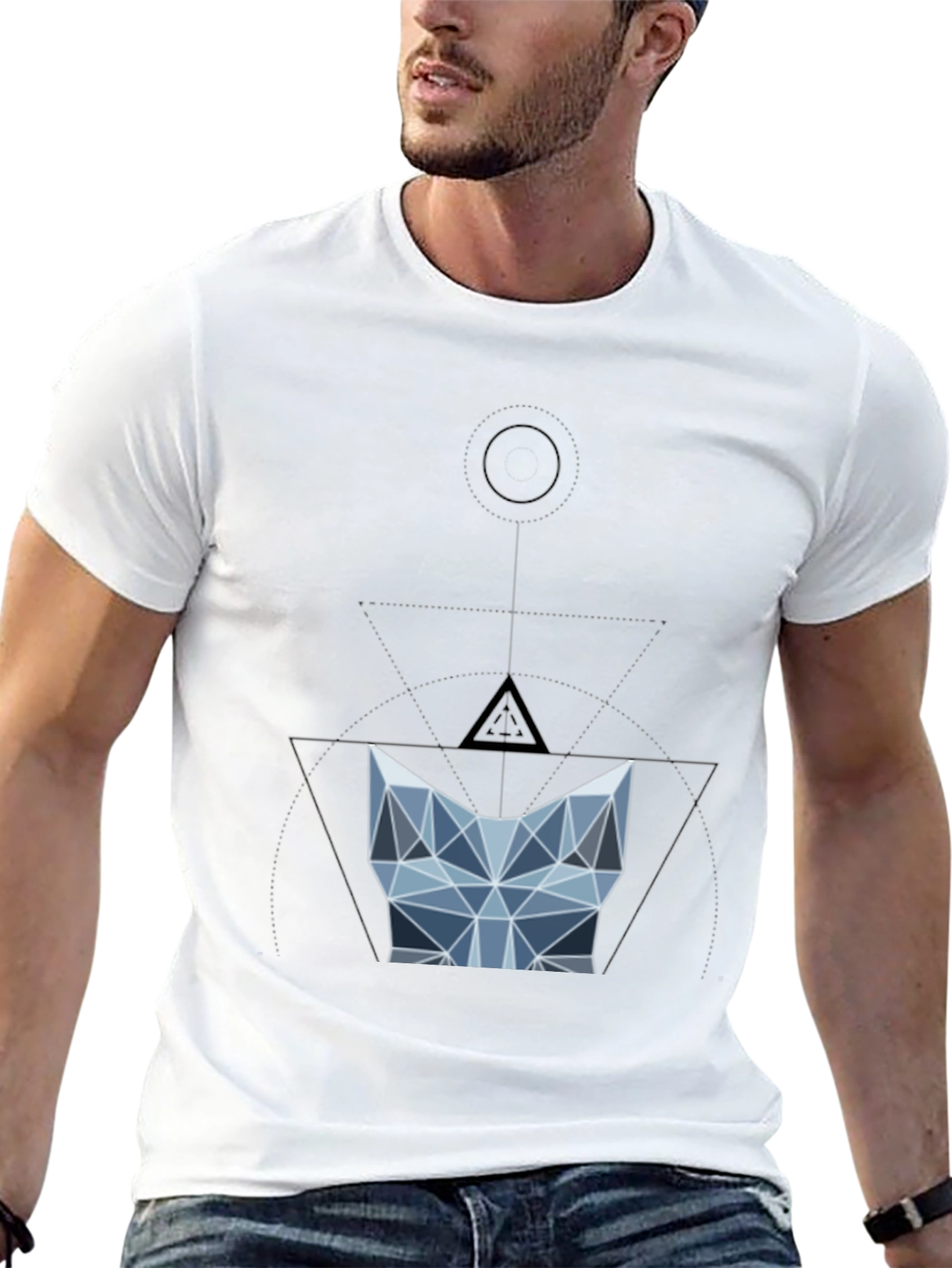 Geometric Cat Tee - Modern Design T-Shirt
