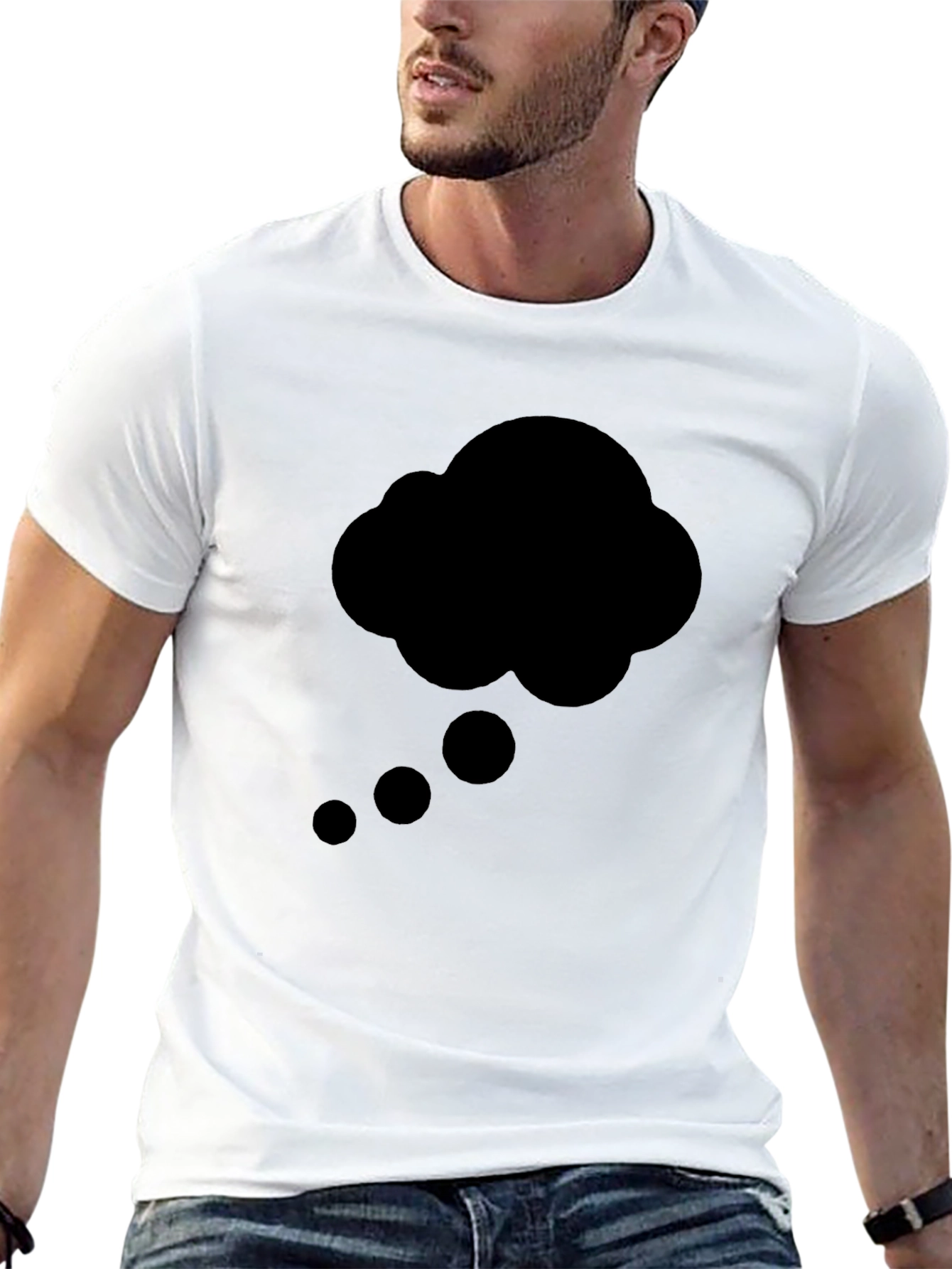 Thinking Cloud Graphic Tee - Black Cotton T-Shirt