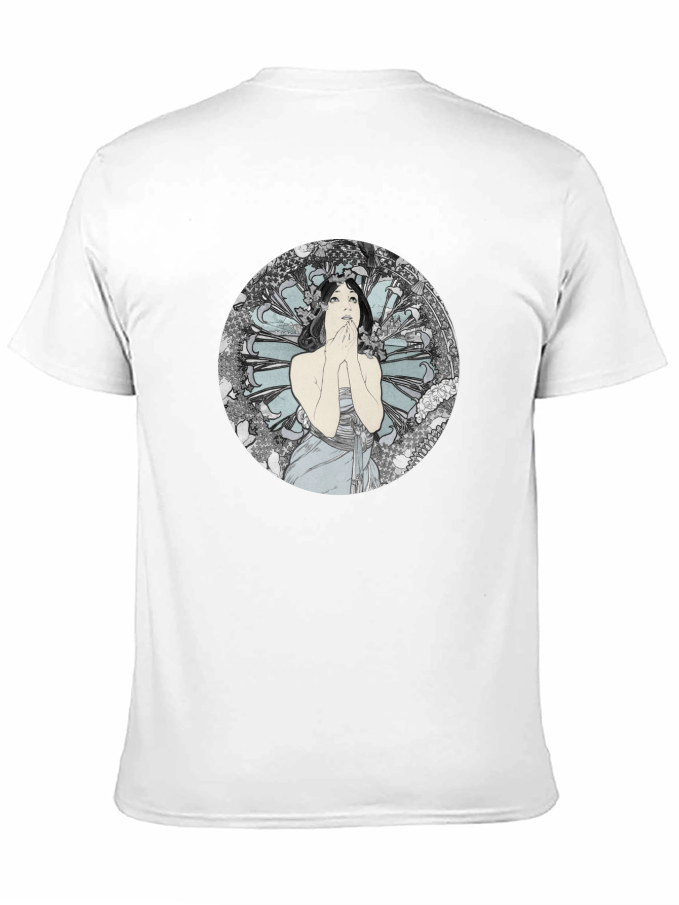 Art Nouveau Lady Graphic Black T-Shirt