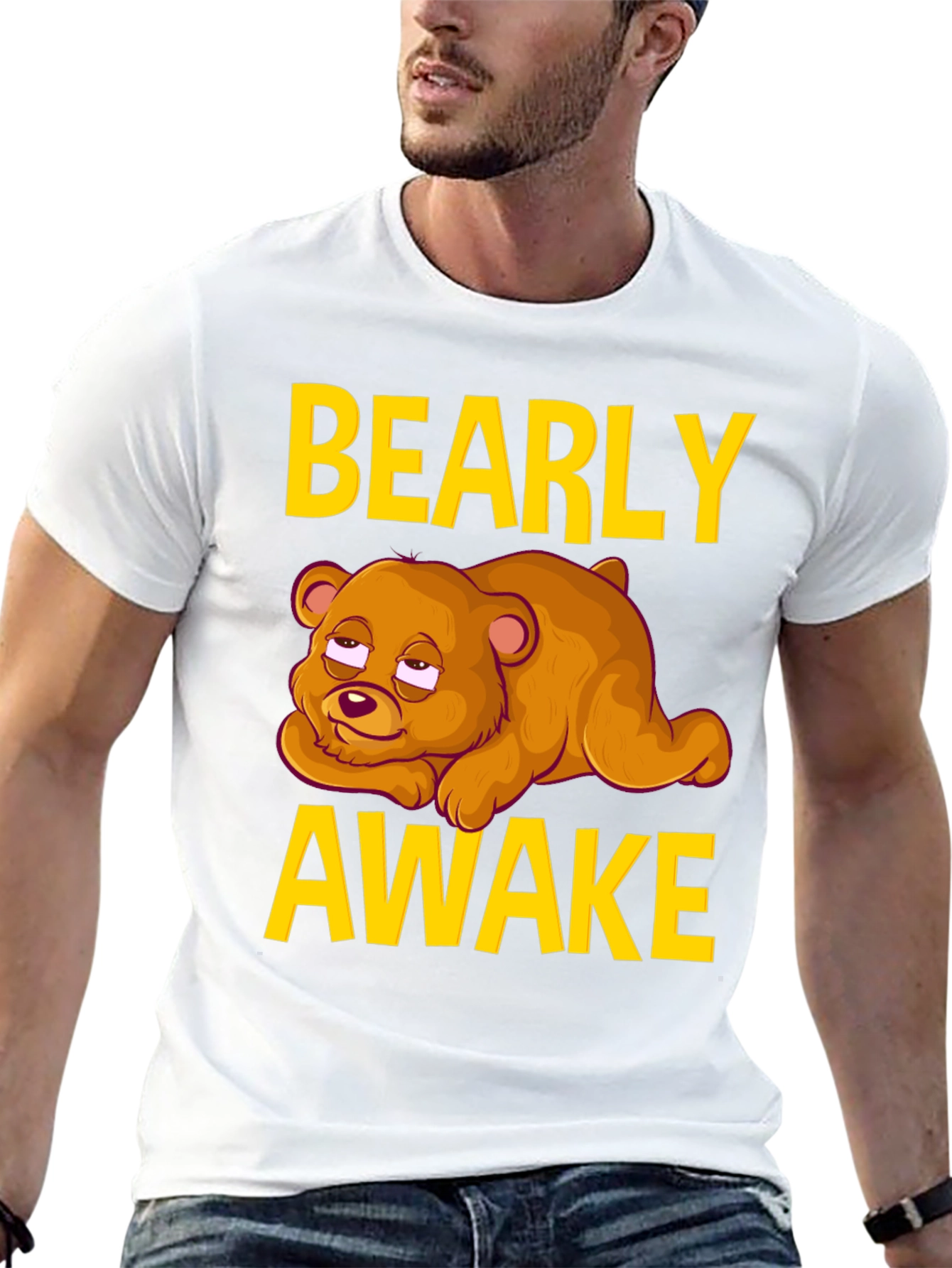 Bearly Awake Graphic Tee - Funny Sleepy Bear T-Shirt