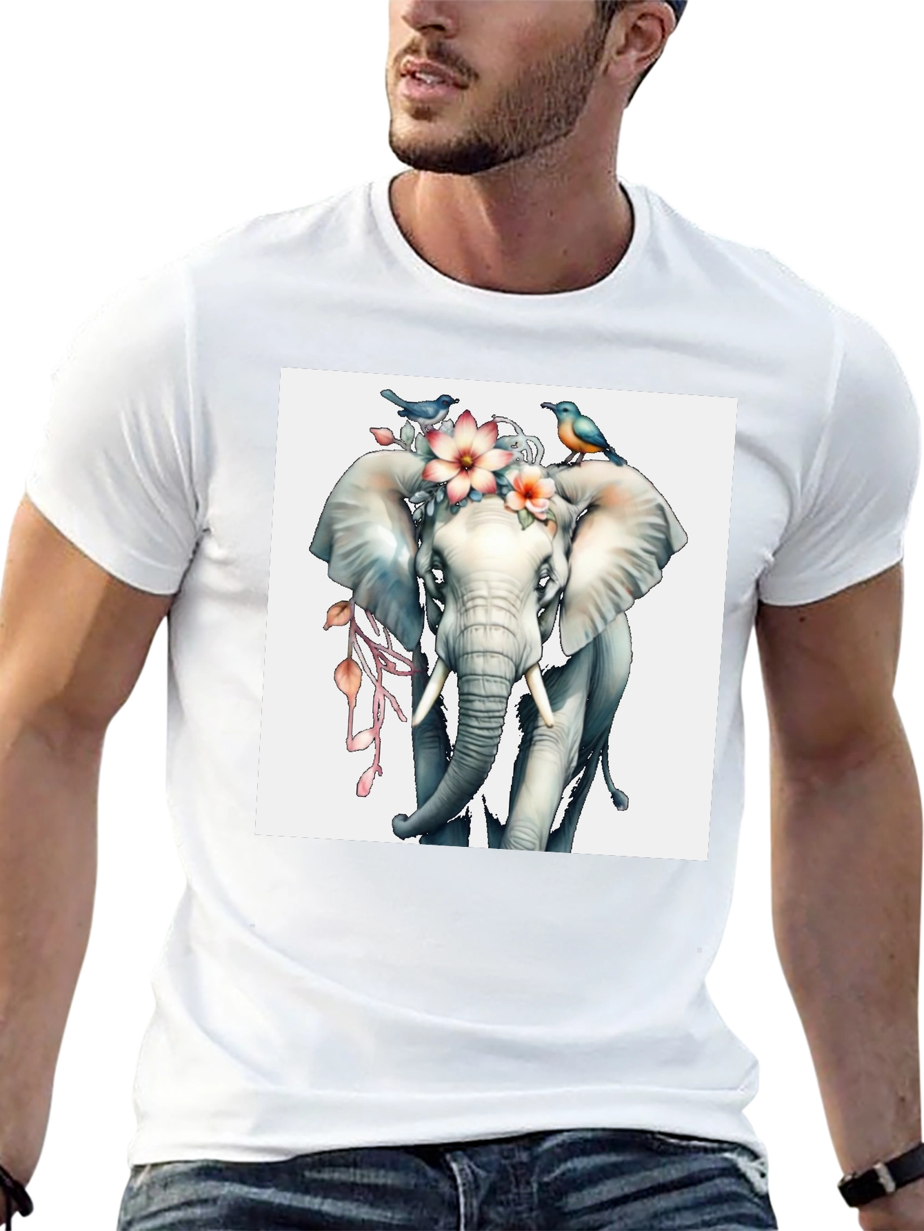 Elephant Floral Tee - Mens Graphic T-Shirt