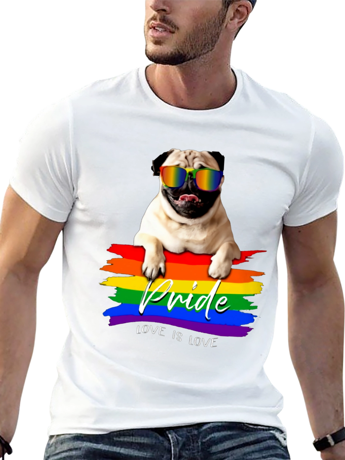 Pride Pug T-Shirt - Love is Love