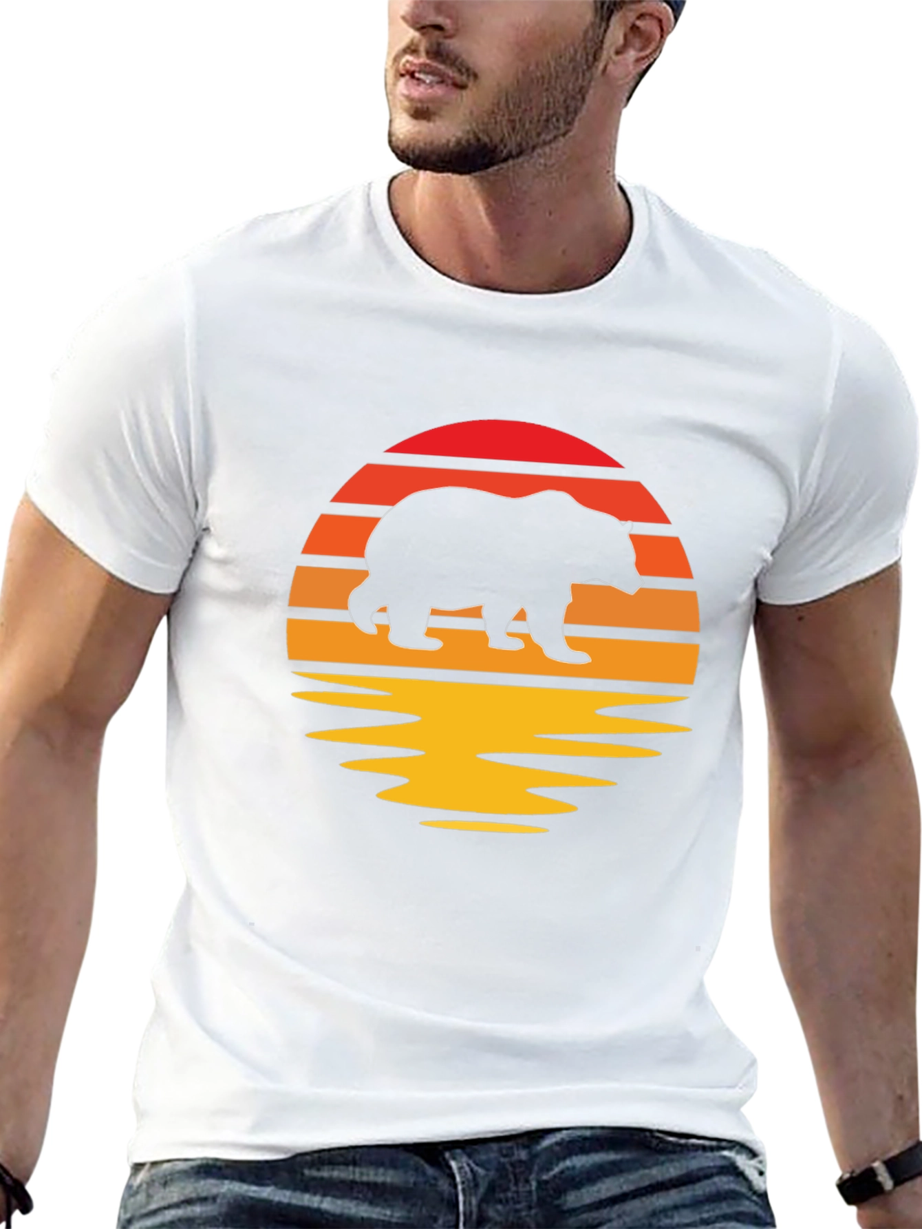 Bear Sunset Graphic T-Shirt - Black