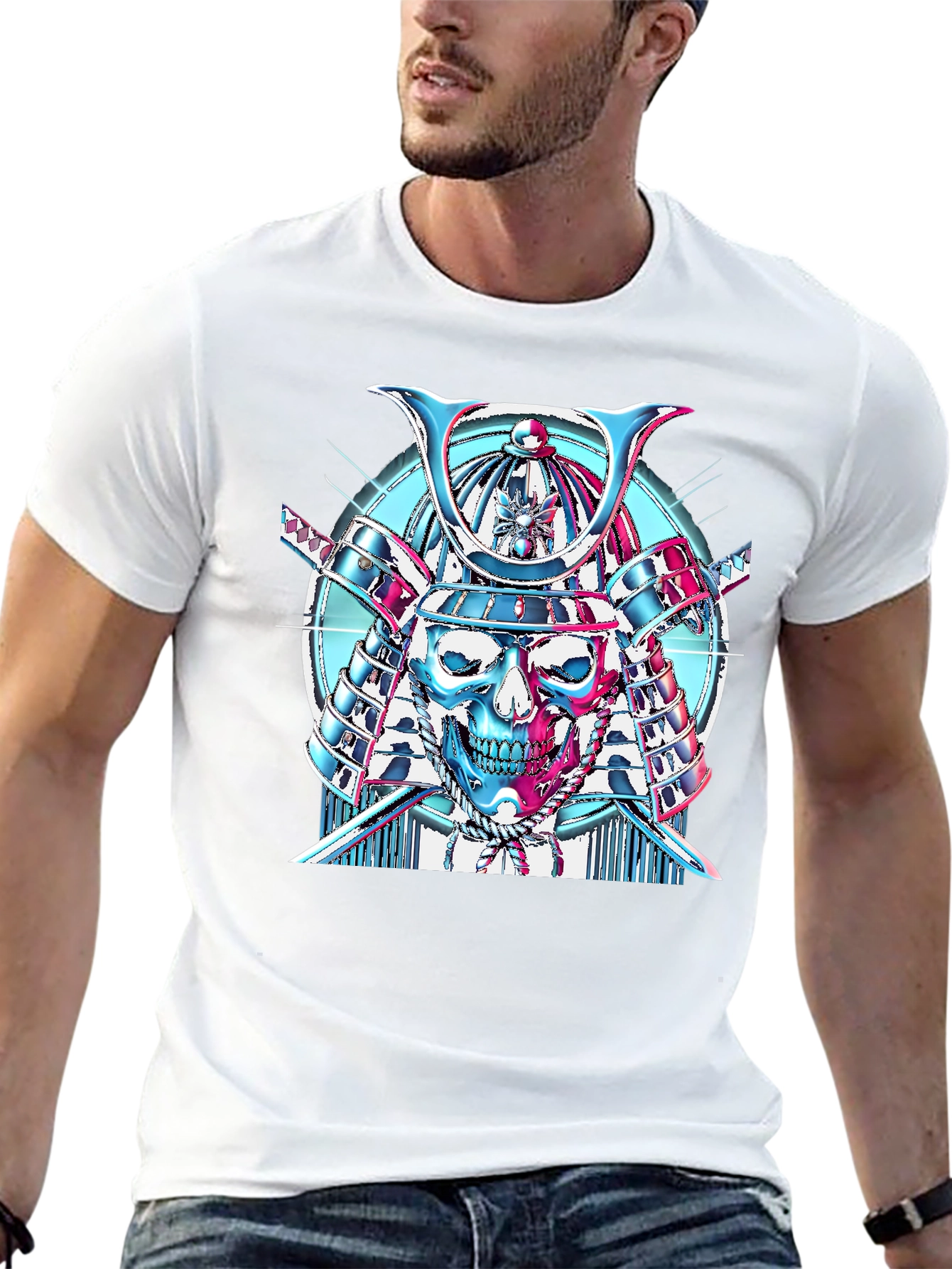 Samurai Skull Graphic T-Shirt