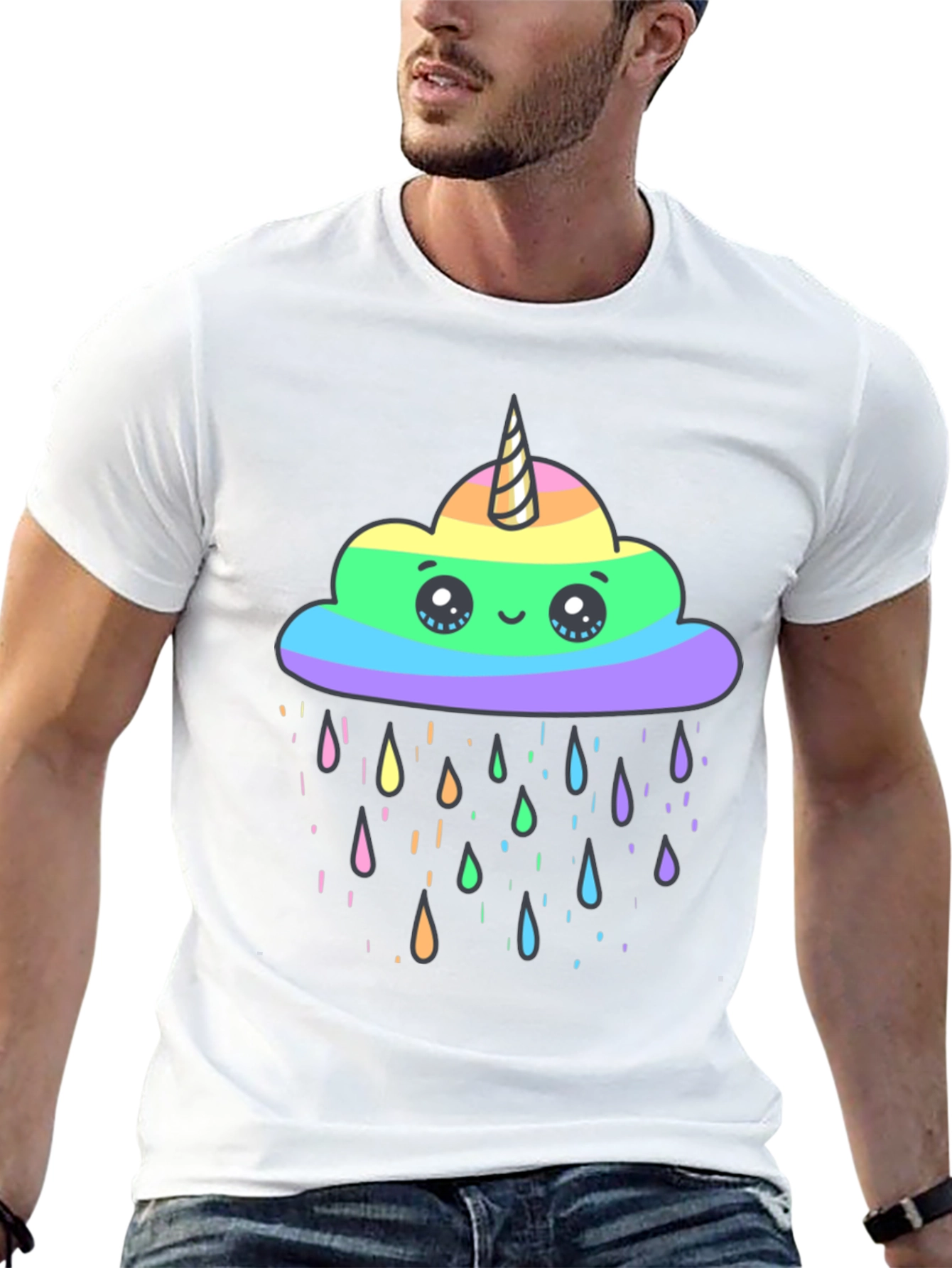 Rainbow Unicorn Cloud Rain T-Shirt