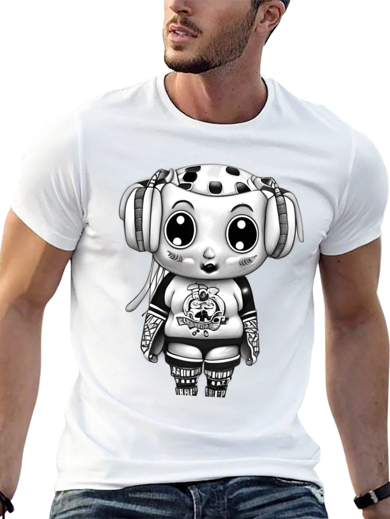Cartoon Hockey Player Graphic Tee