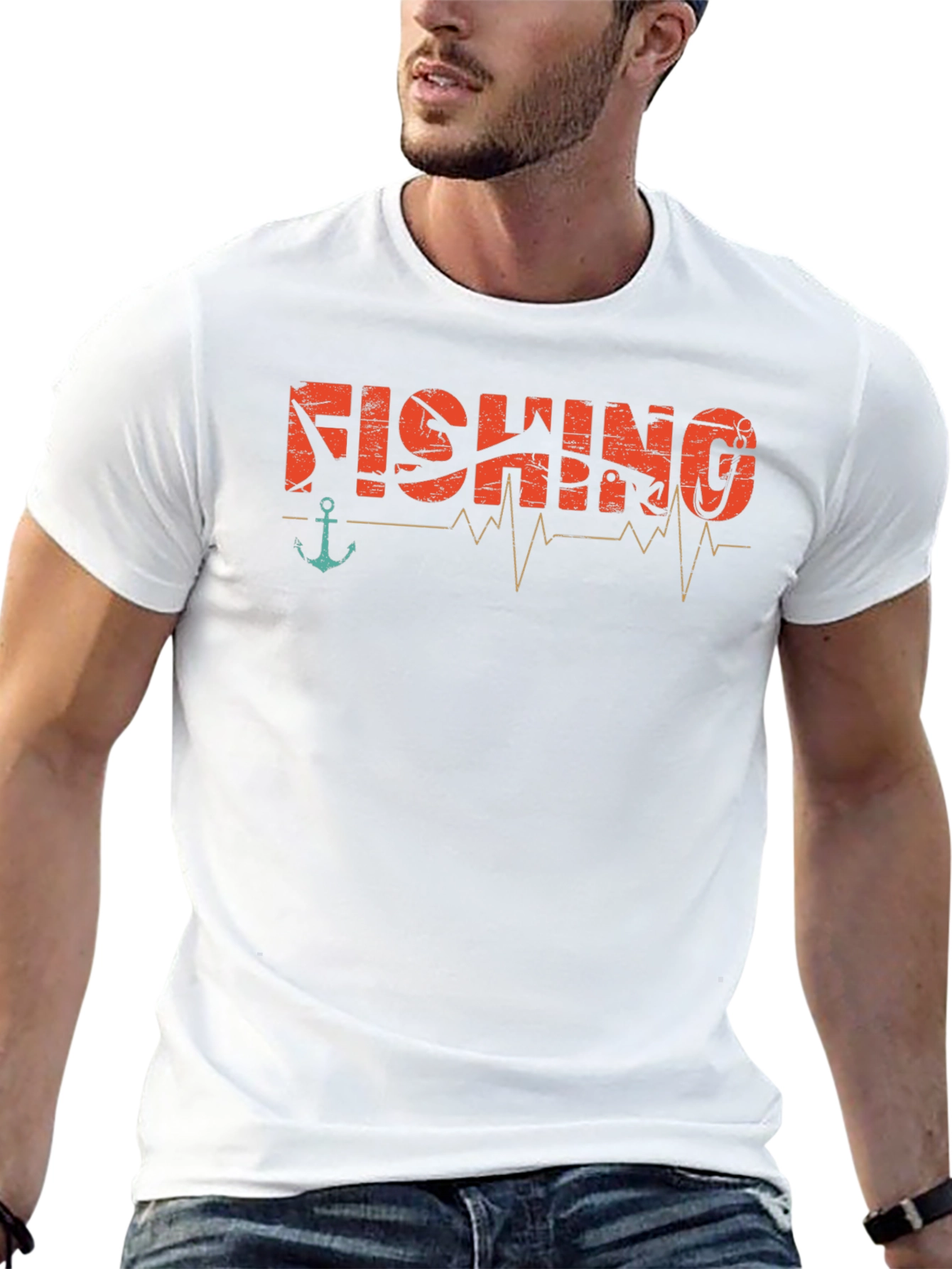 Fishing Heartbeat Graphic T-Shirt - Angler Tee
