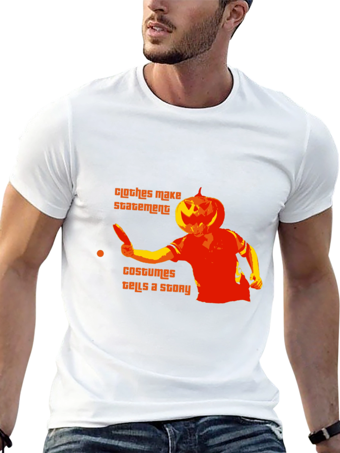 Halloween Pumpkin Head Ping Pong T-Shirt