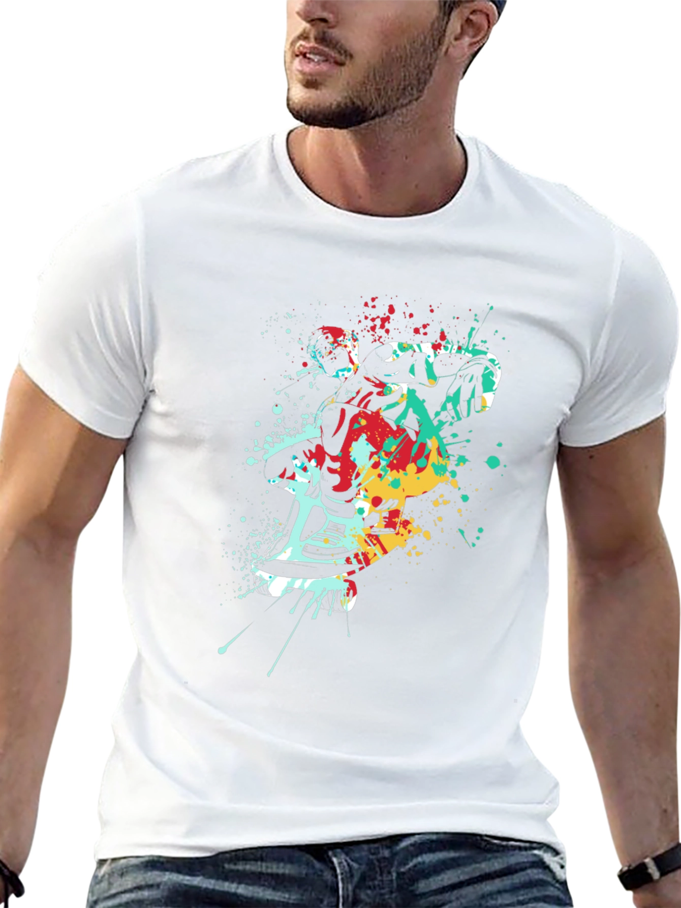 Abstract Skateboarder Graphic T-Shirt