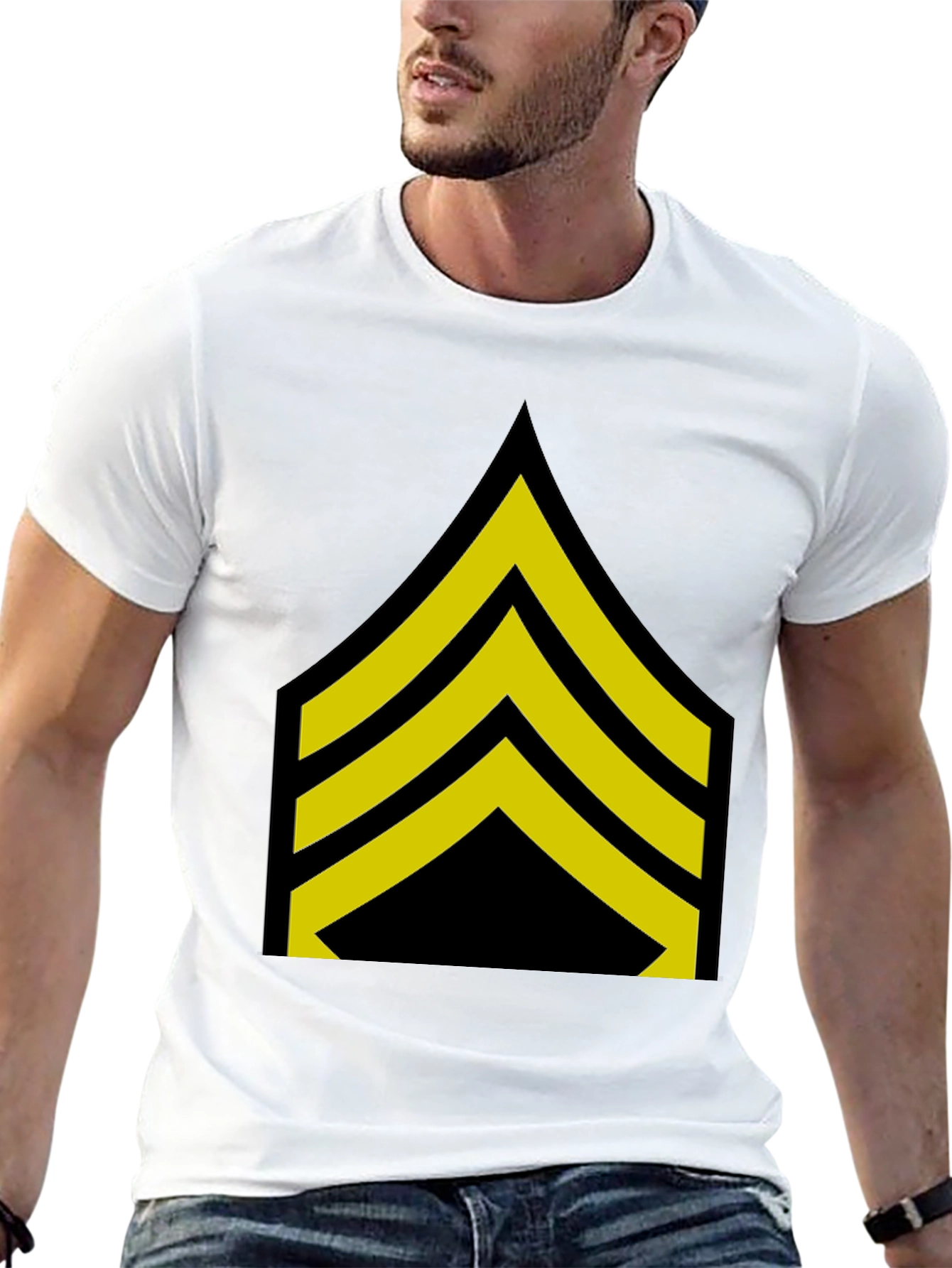 Sergeant Stripes T-Shirt - Bold Military Style Tee