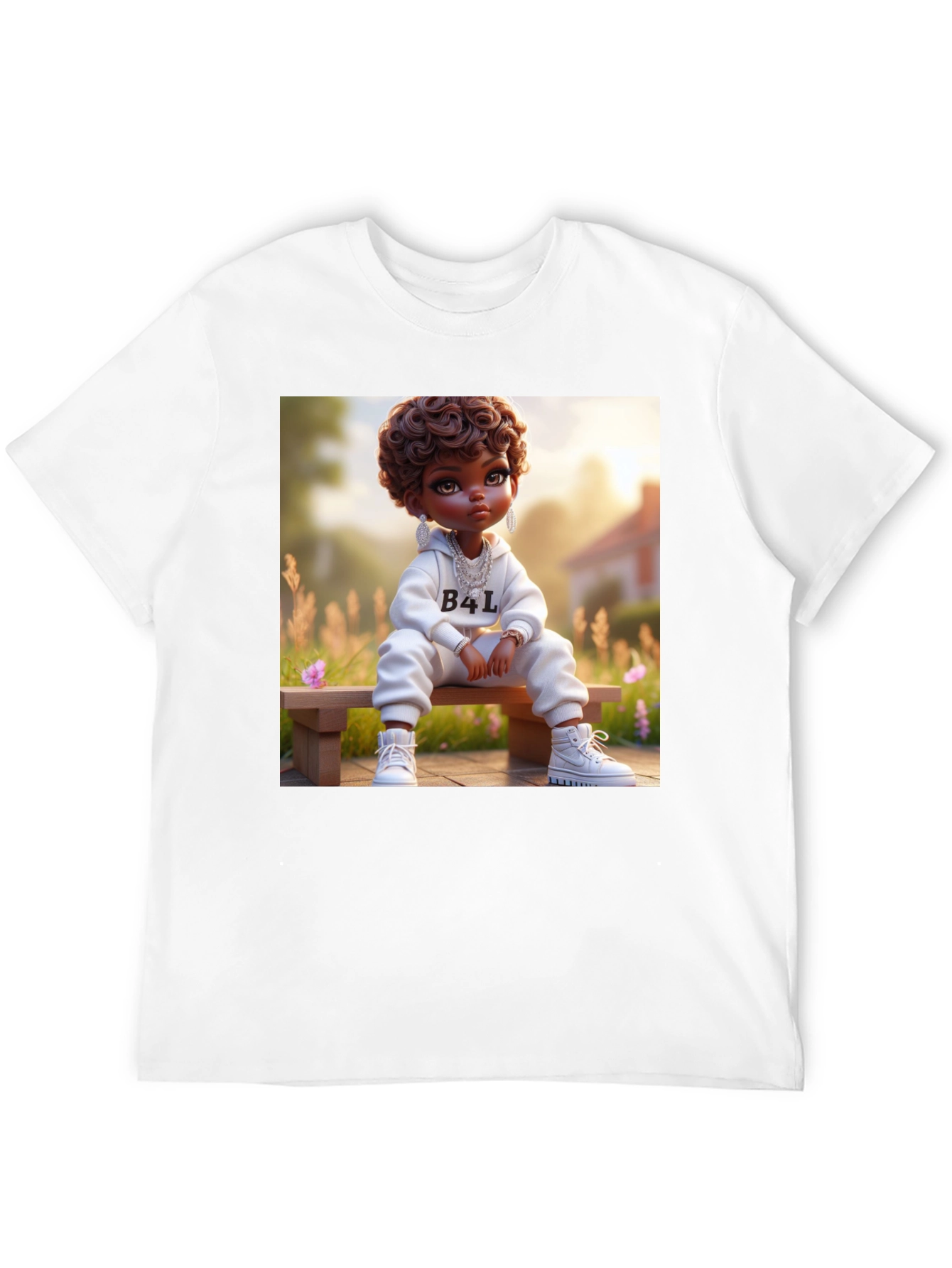 Cartoon B4L Kid on Black T-Shirt
