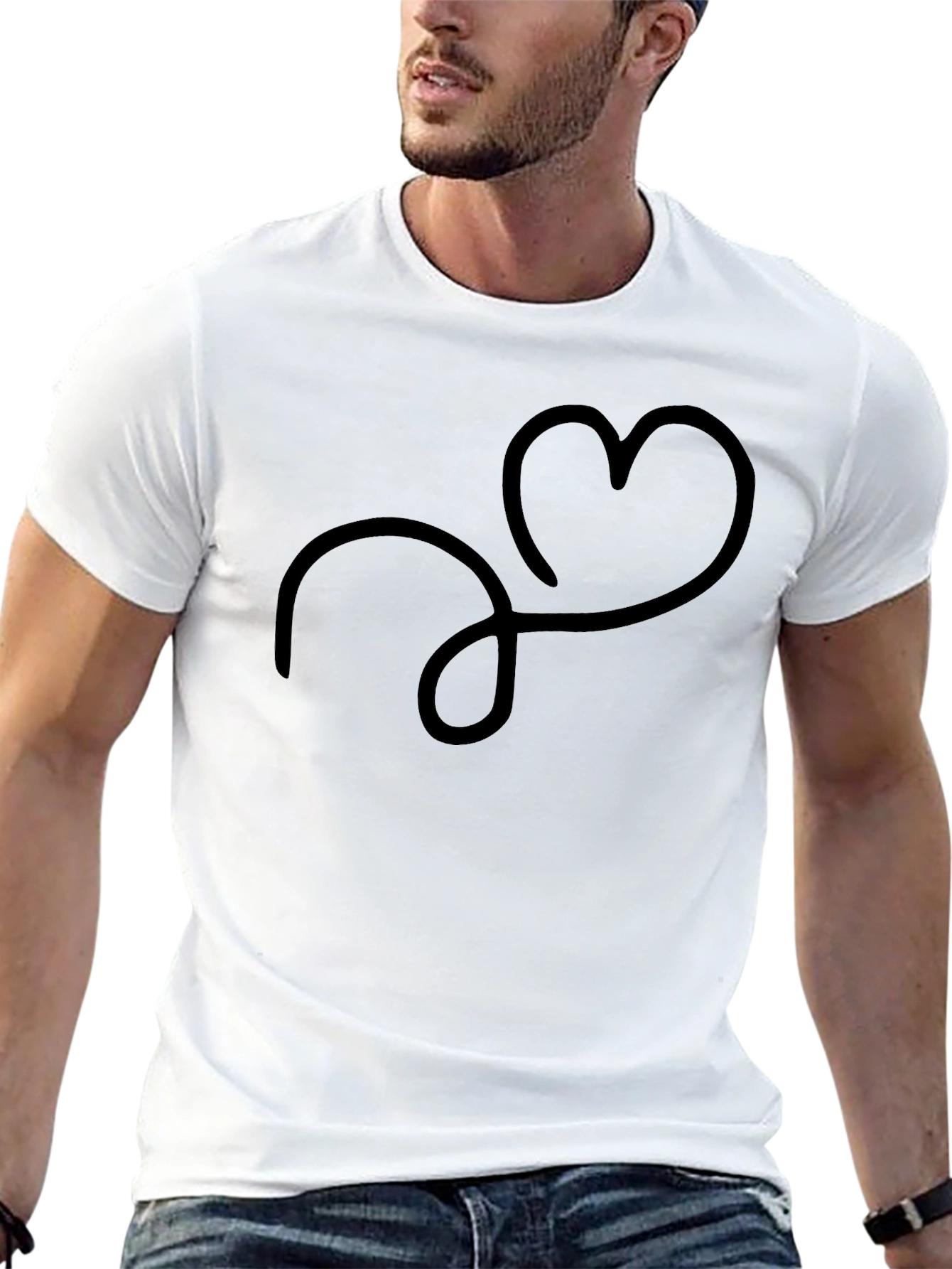 Stylish Black T-Shirt with Heart Design
