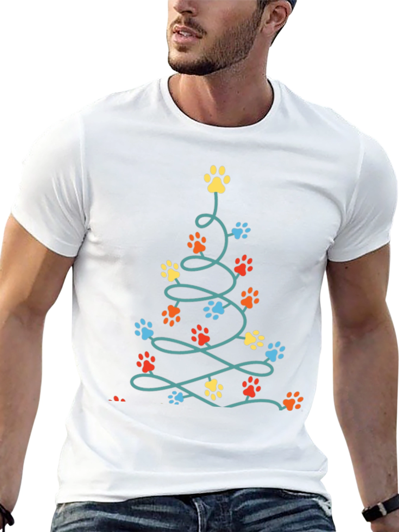 Dog Paw Christmas Tree T-Shirt