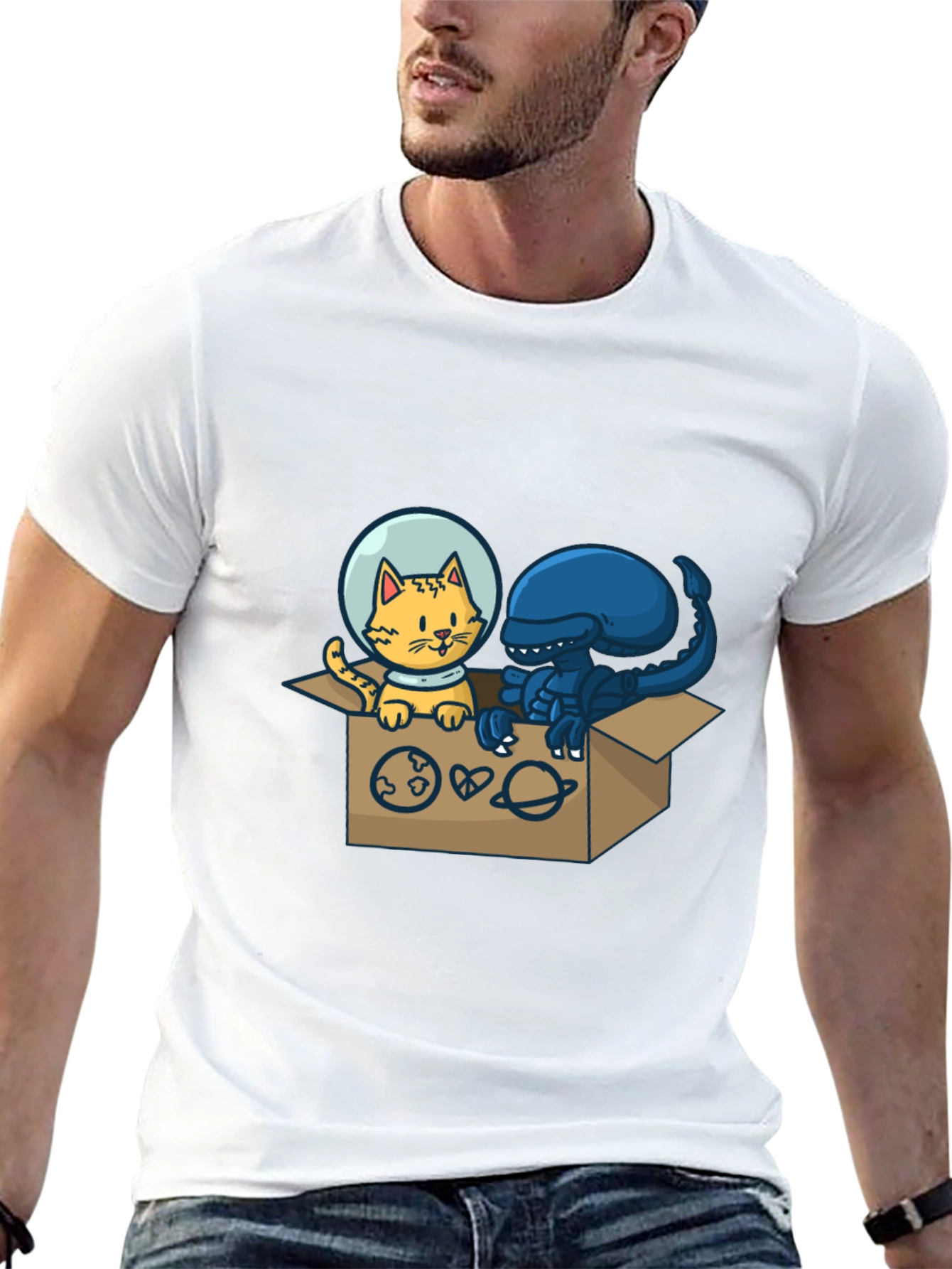 Cosmic Critters T-Shirt: Cat & Alien in Space!