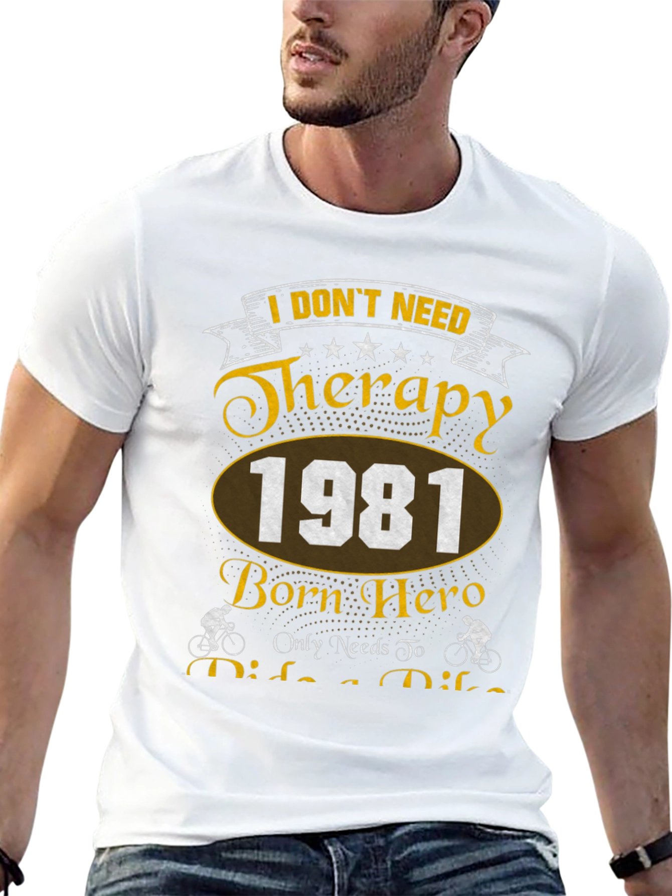 Therapy Bike Ride 1981 Born Hero Black T-Shirt