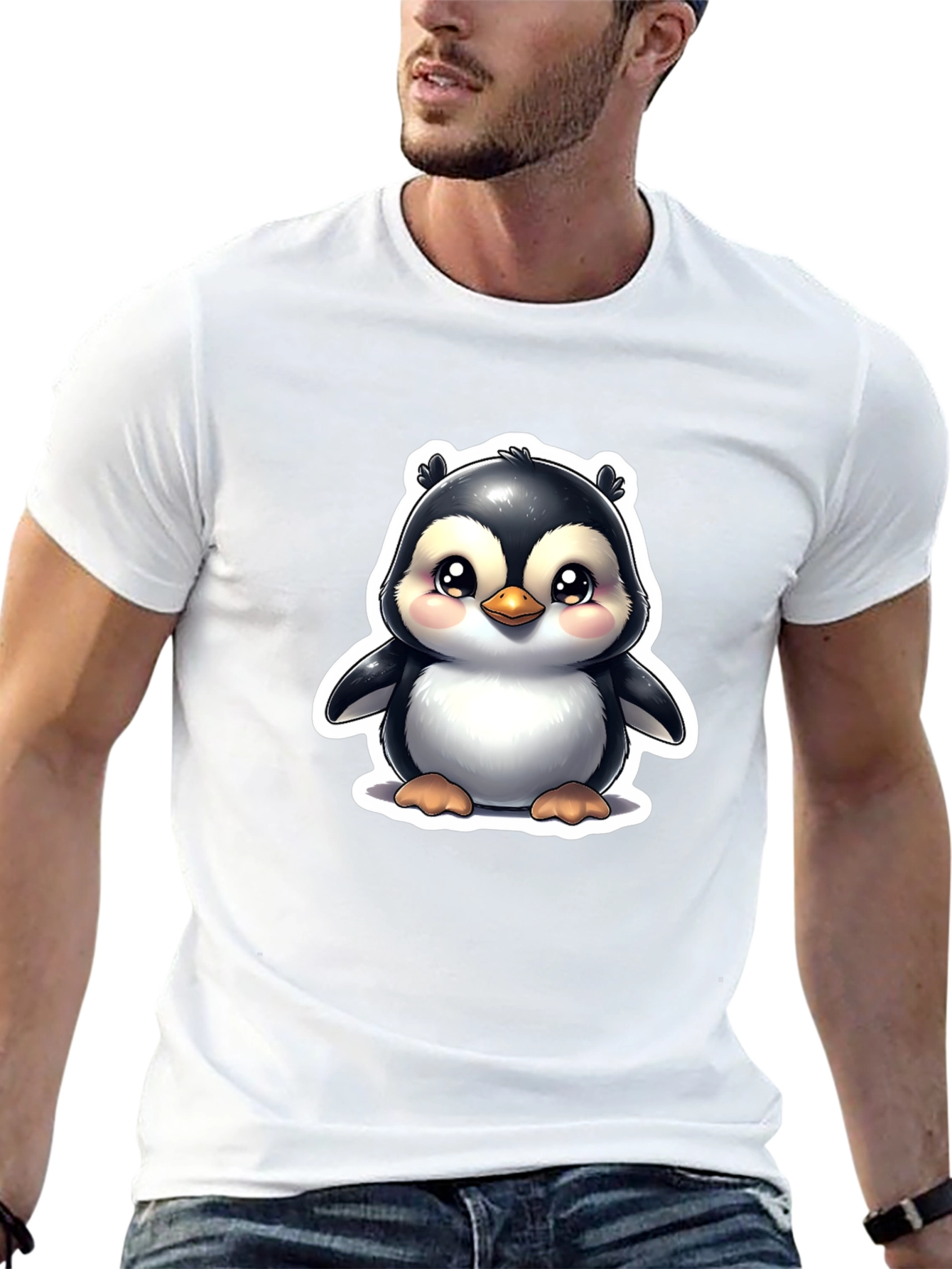 Cute Penguin Graphic Tee - Black Unisex T-Shirt