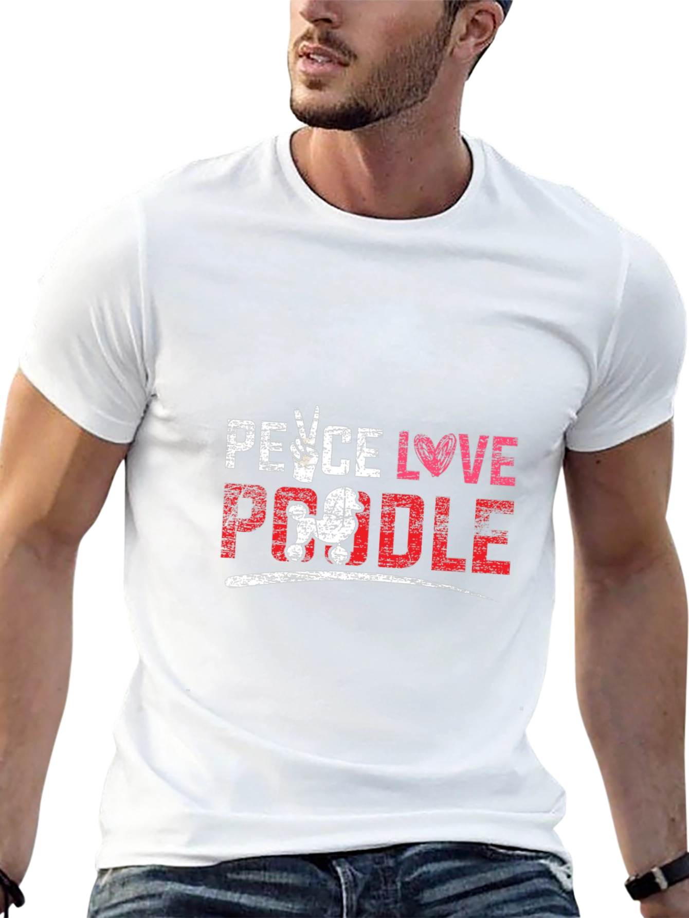 Peace Love Poodle T-Shirt Black