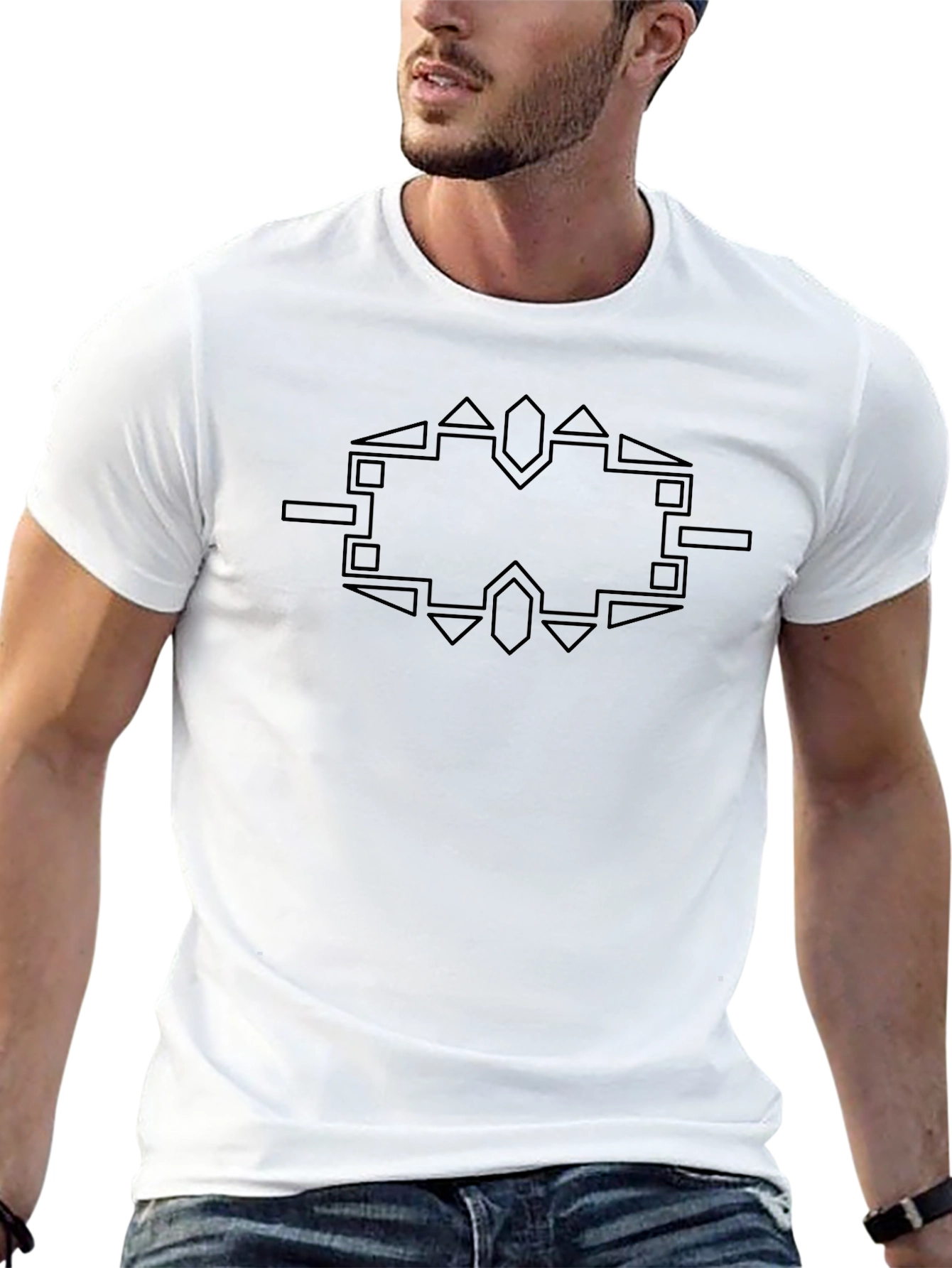 Geometric Graphic Tee - Modern Black Shirt