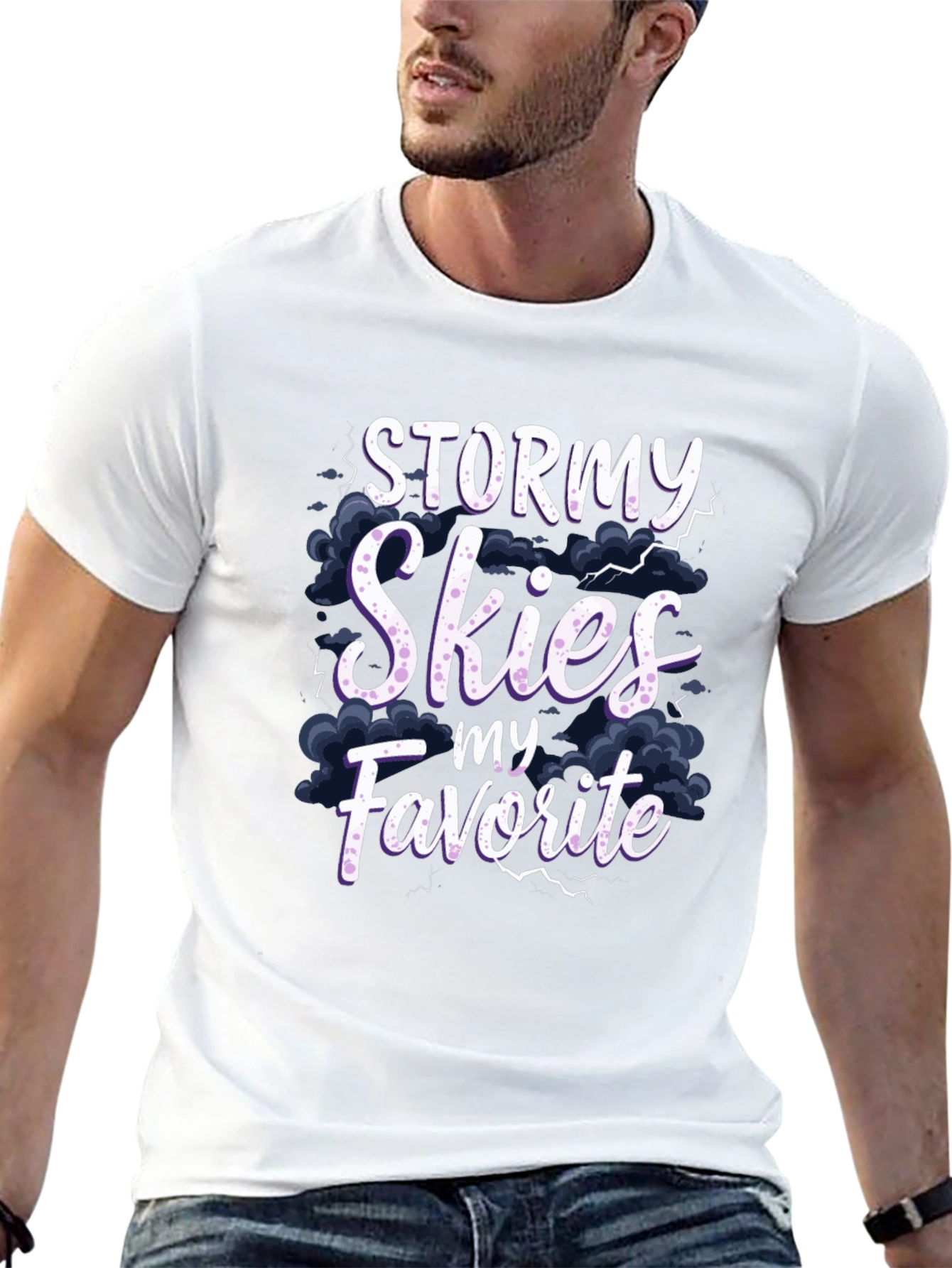 Stormy Skies Favorite Black Graphic T-Shirt
