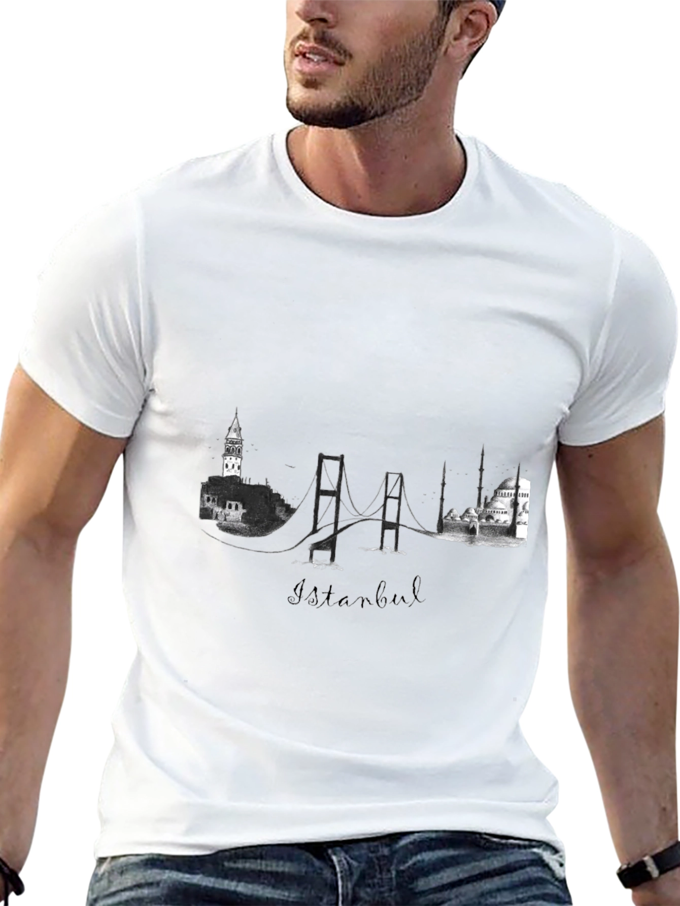 Istanbul Skyline Black T-Shirt