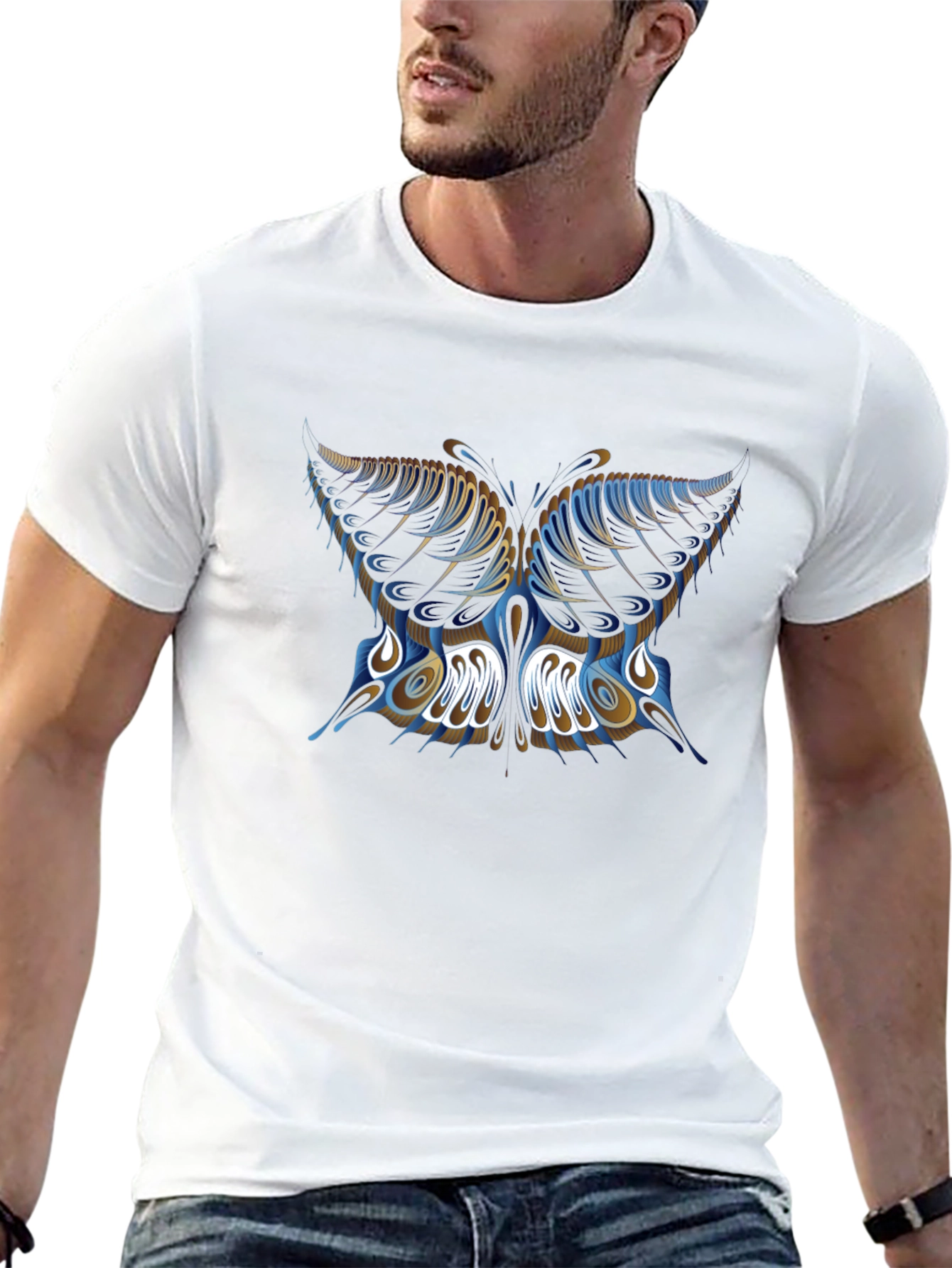 Butterfly Graphic Print Black T-Shirt