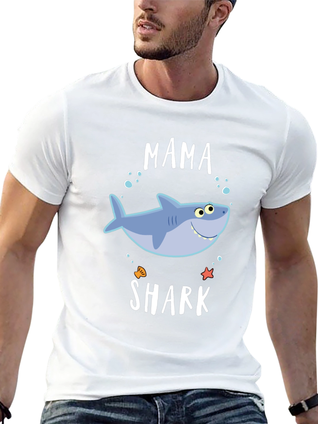 Mama Shark Graphic Tee - Black Cotton Blend T-Shirt