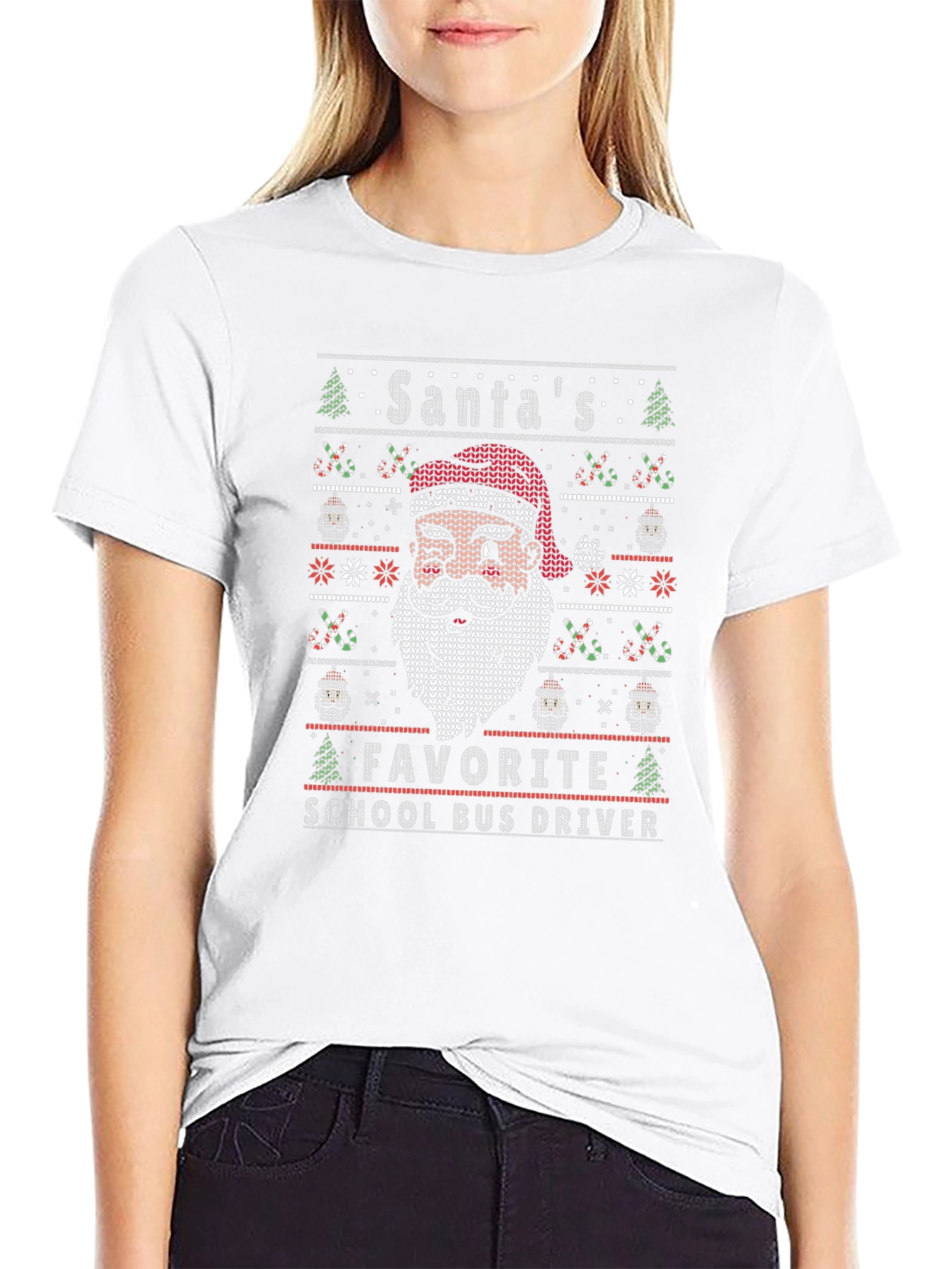 Santas Favorite School Bus Driver Ugly Christmas T-Shirt