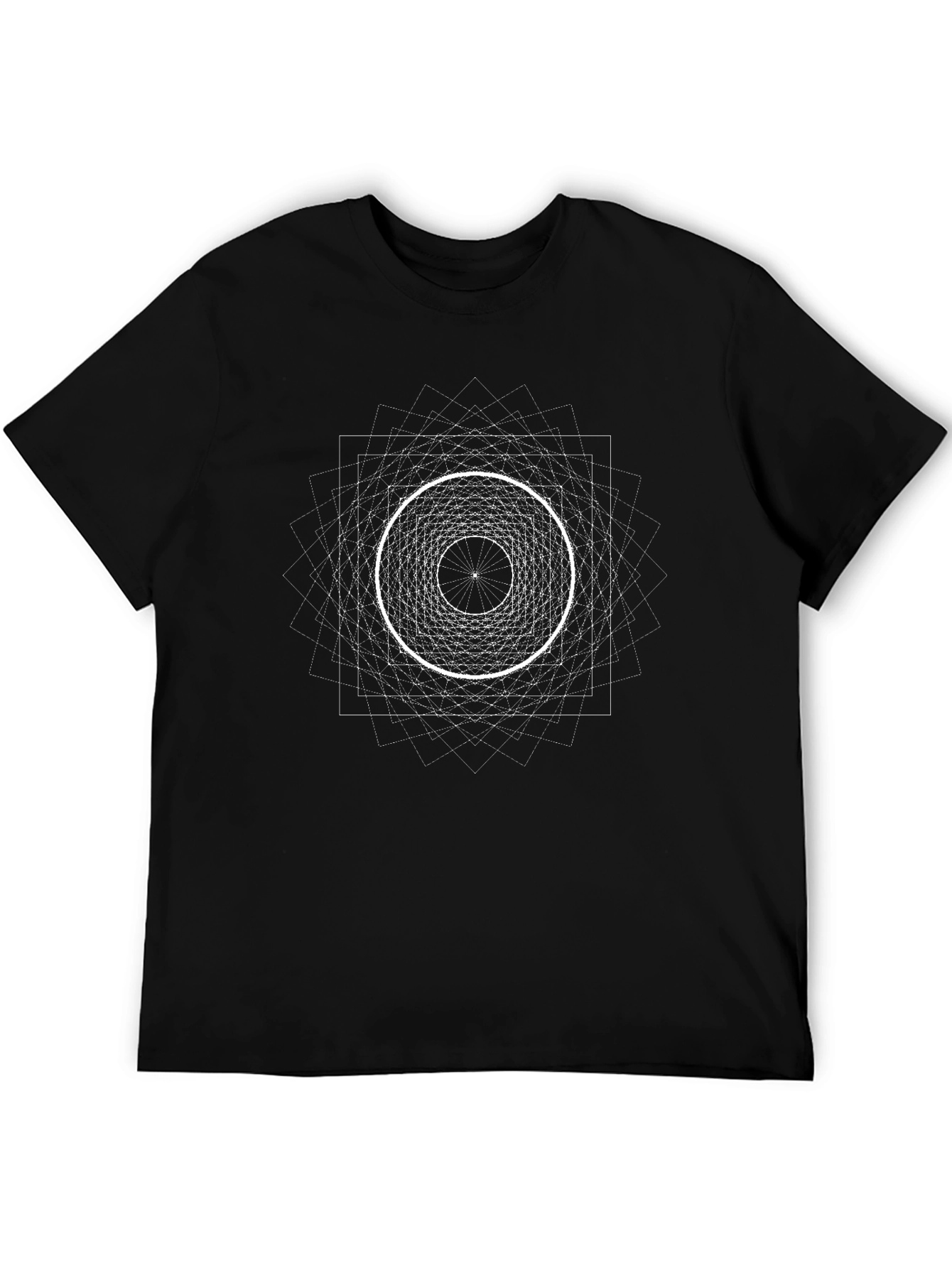 Geometric Graphic Print Black T-Shirt