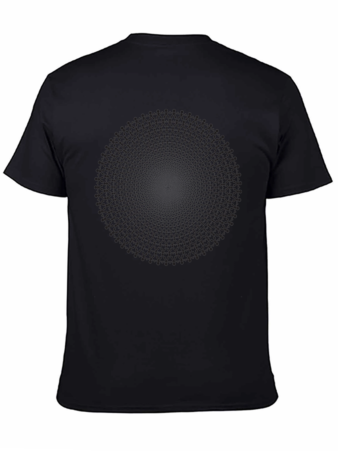 Black Geometric Circle Pattern Crew Neck T-Shirt