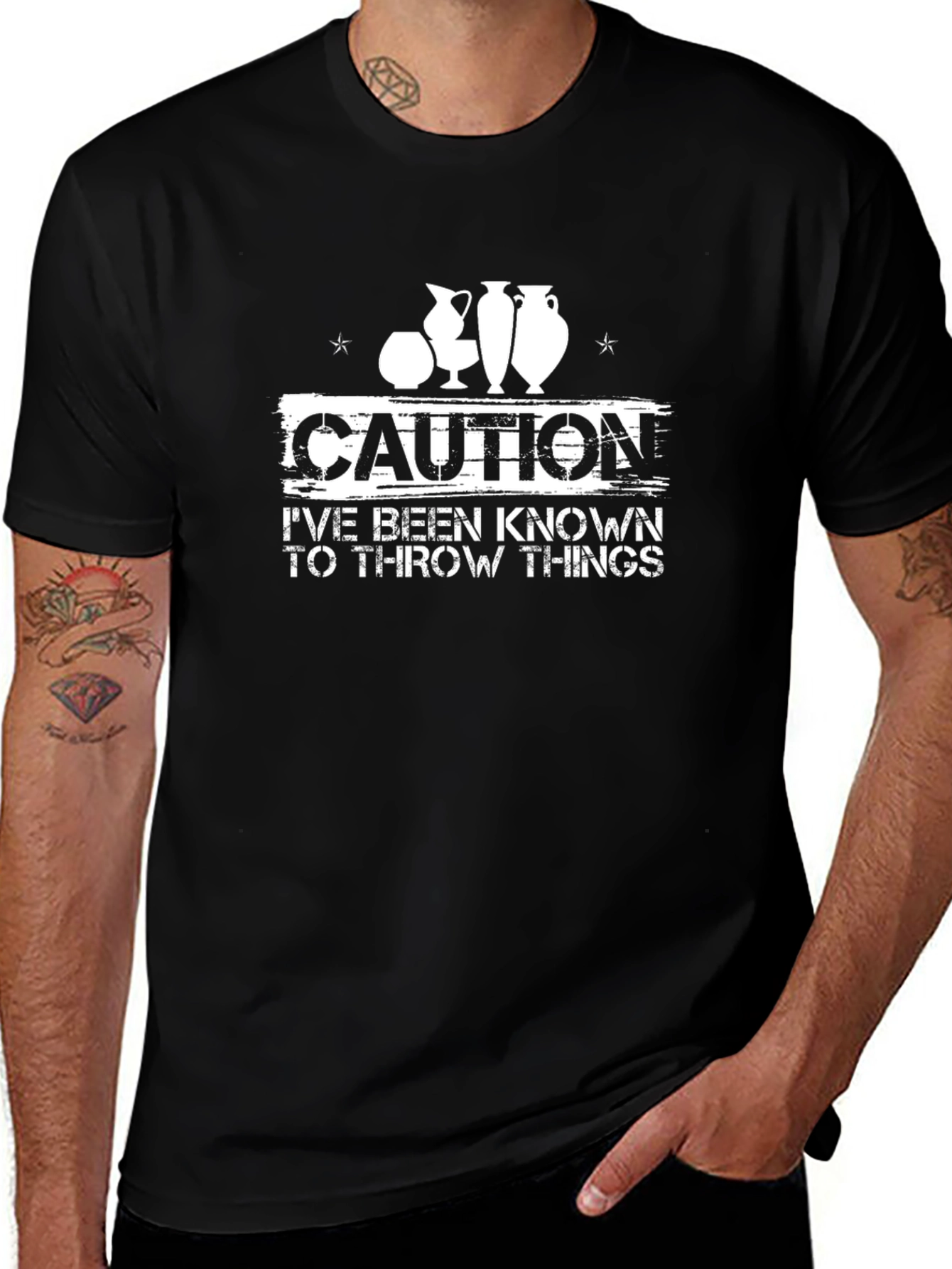 Caution Throw Things T-Shirt Pottery Hobby