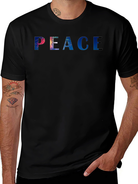 Peace Graphic Tee - Stylish Black Cotton Blend T-Shirt