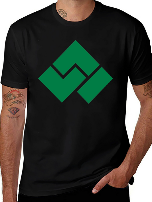 Geometric Green Logo Black T-Shirt