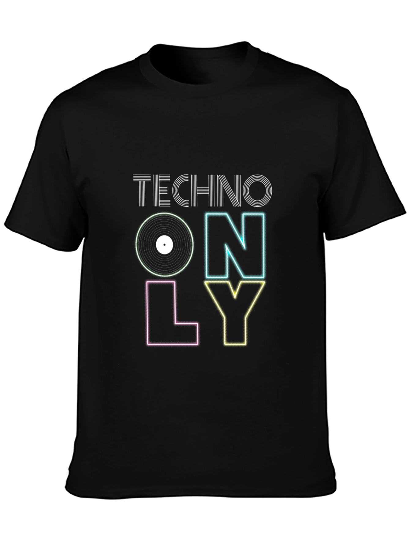 Techno Only Graphic Print Black T-Shirt