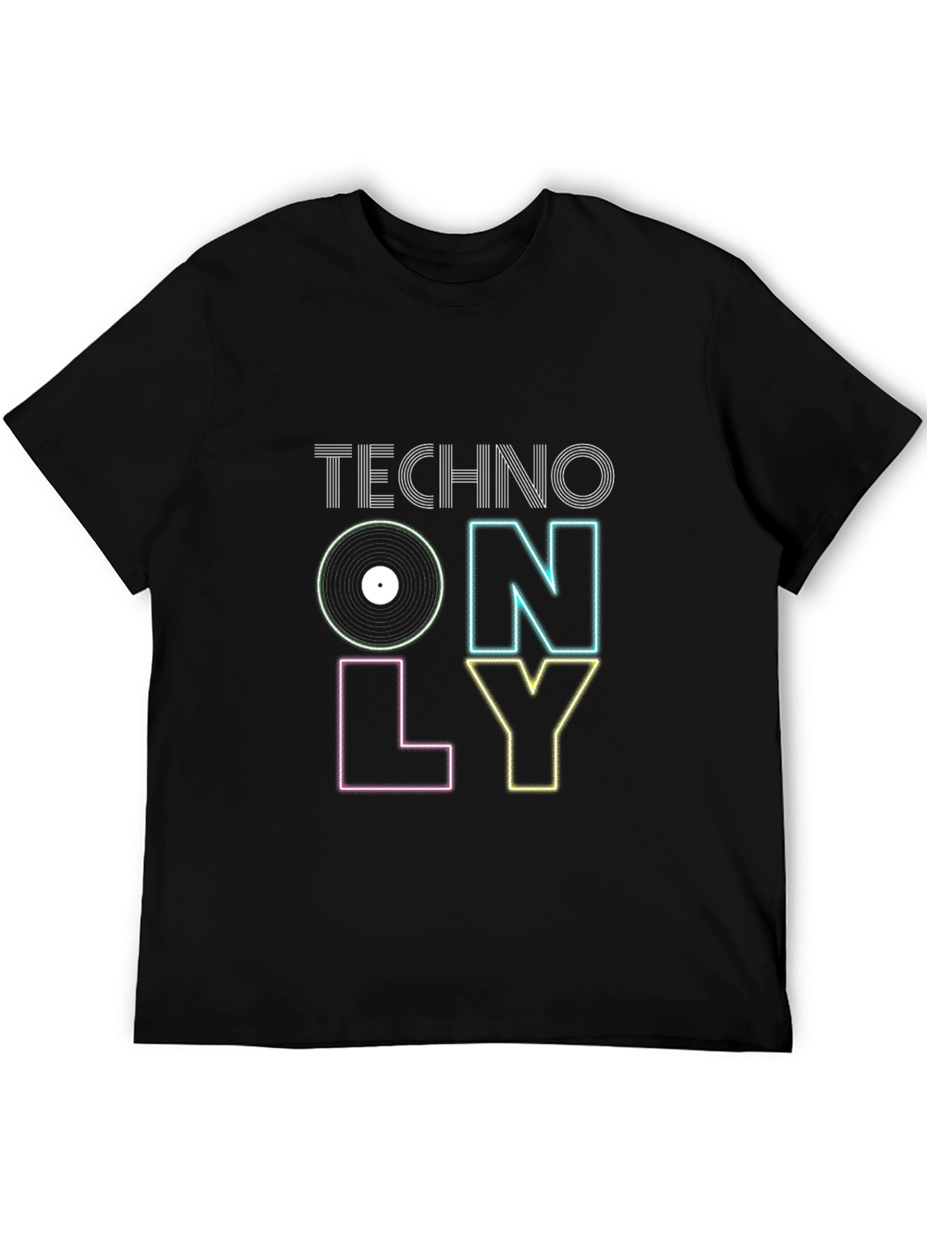 Techno Only Graphic Print Black T-Shirt